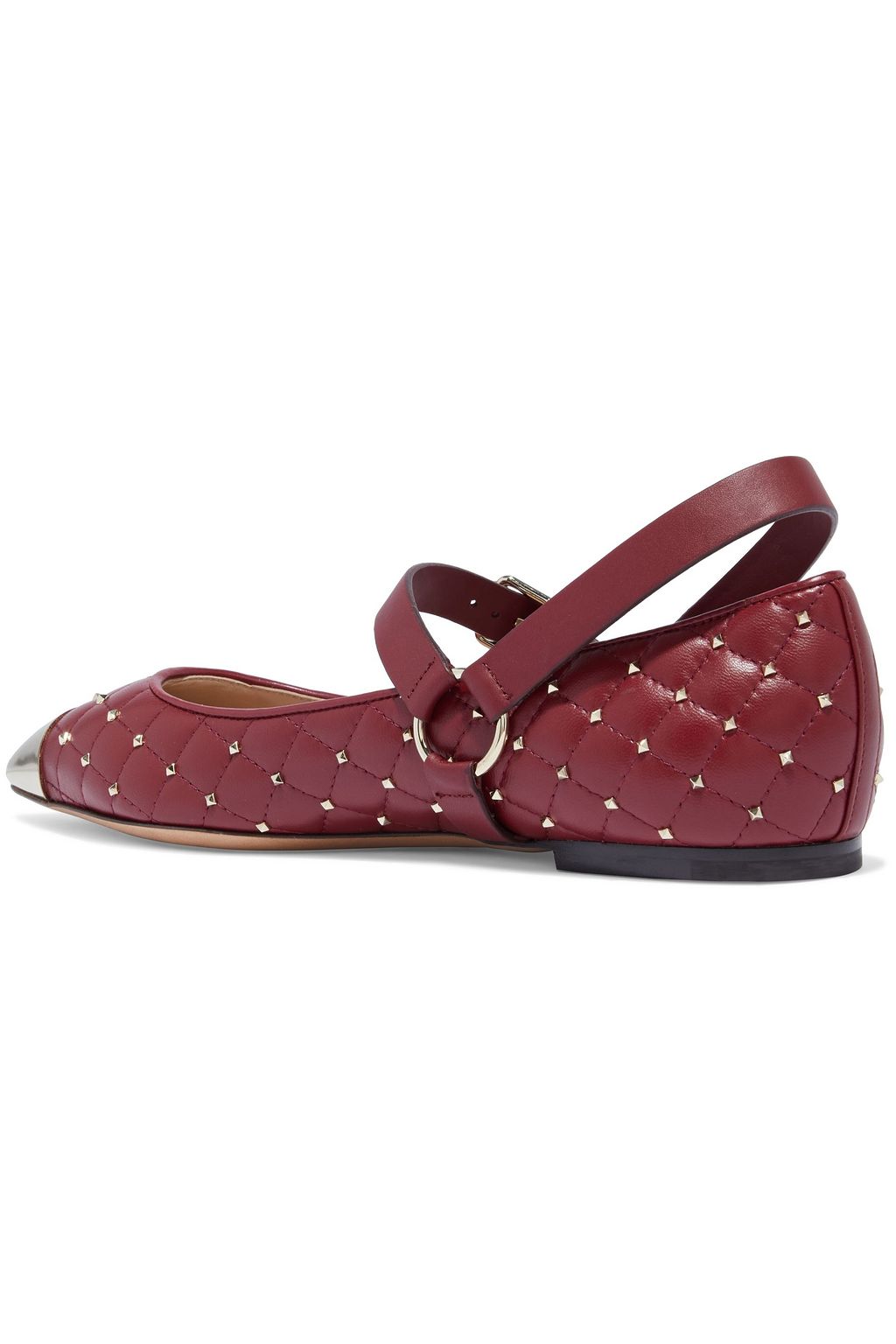 VALENTINO GARAVANI Rockstud quilted leather point-toe Mary Jane flats