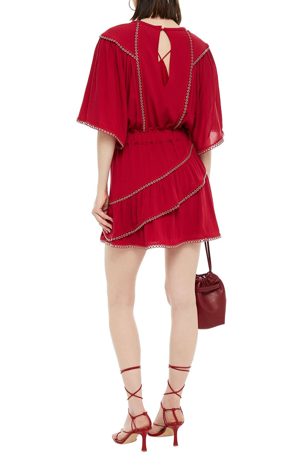 IRO Zafora tiered eyelet-embellished crepe mini dress