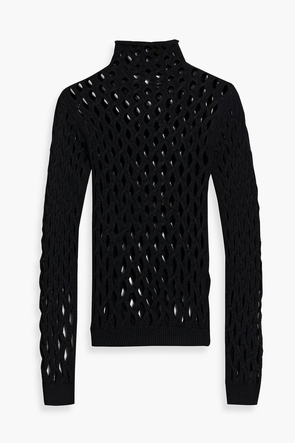 Open-knit turtleneck sweater