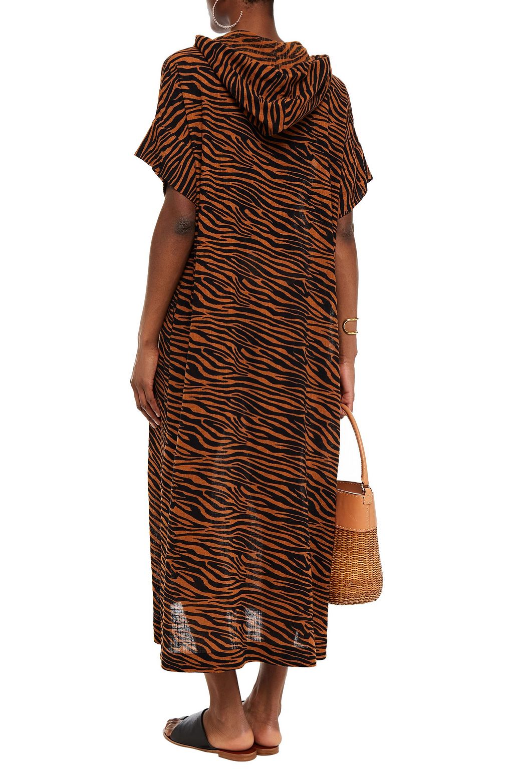 LISA MARIE FERNANDEZ Zebra-print cotton-gauze hooded kaftan