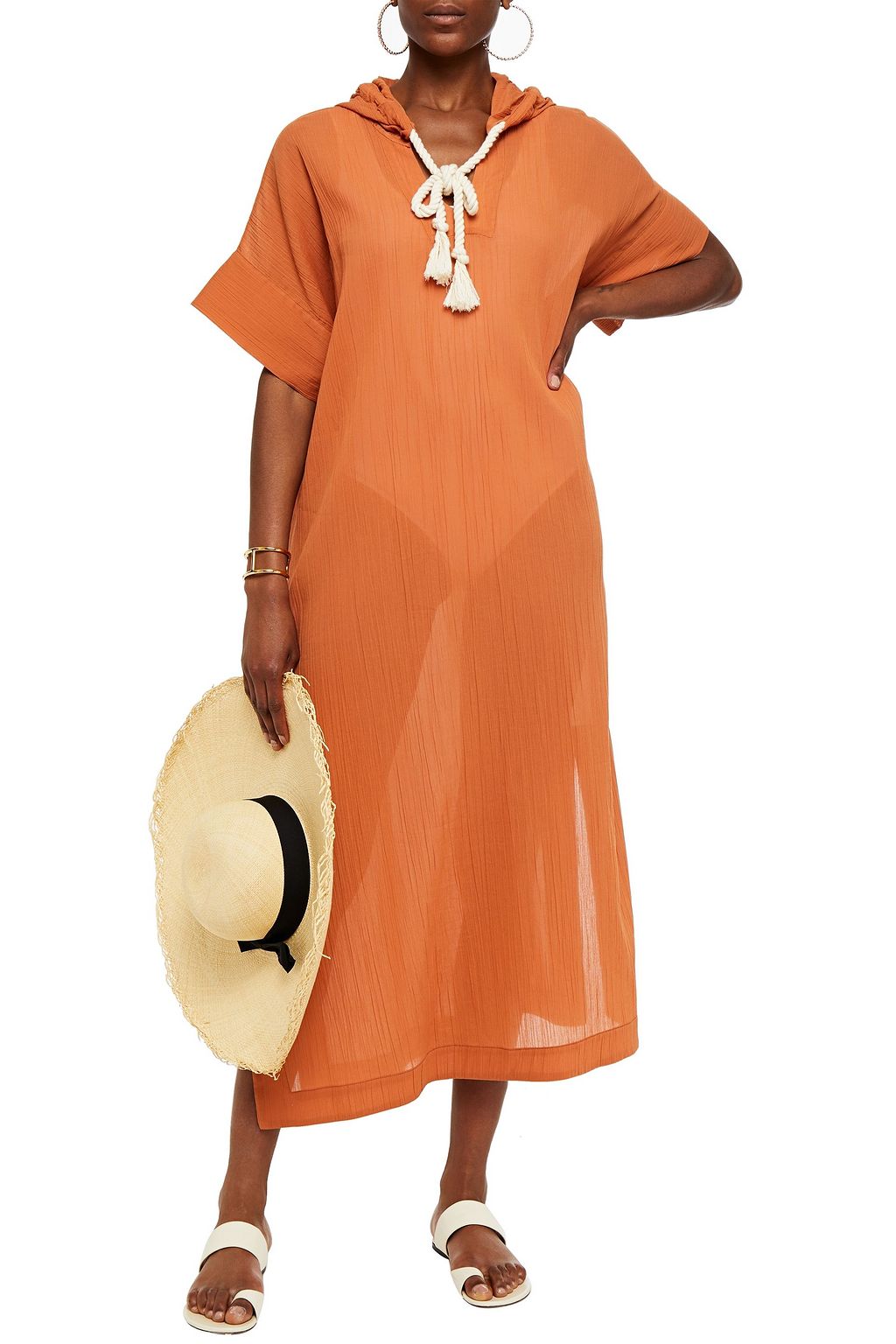 LISA MARIE FERNANDEZ Cotton-gauze hooded kaftan