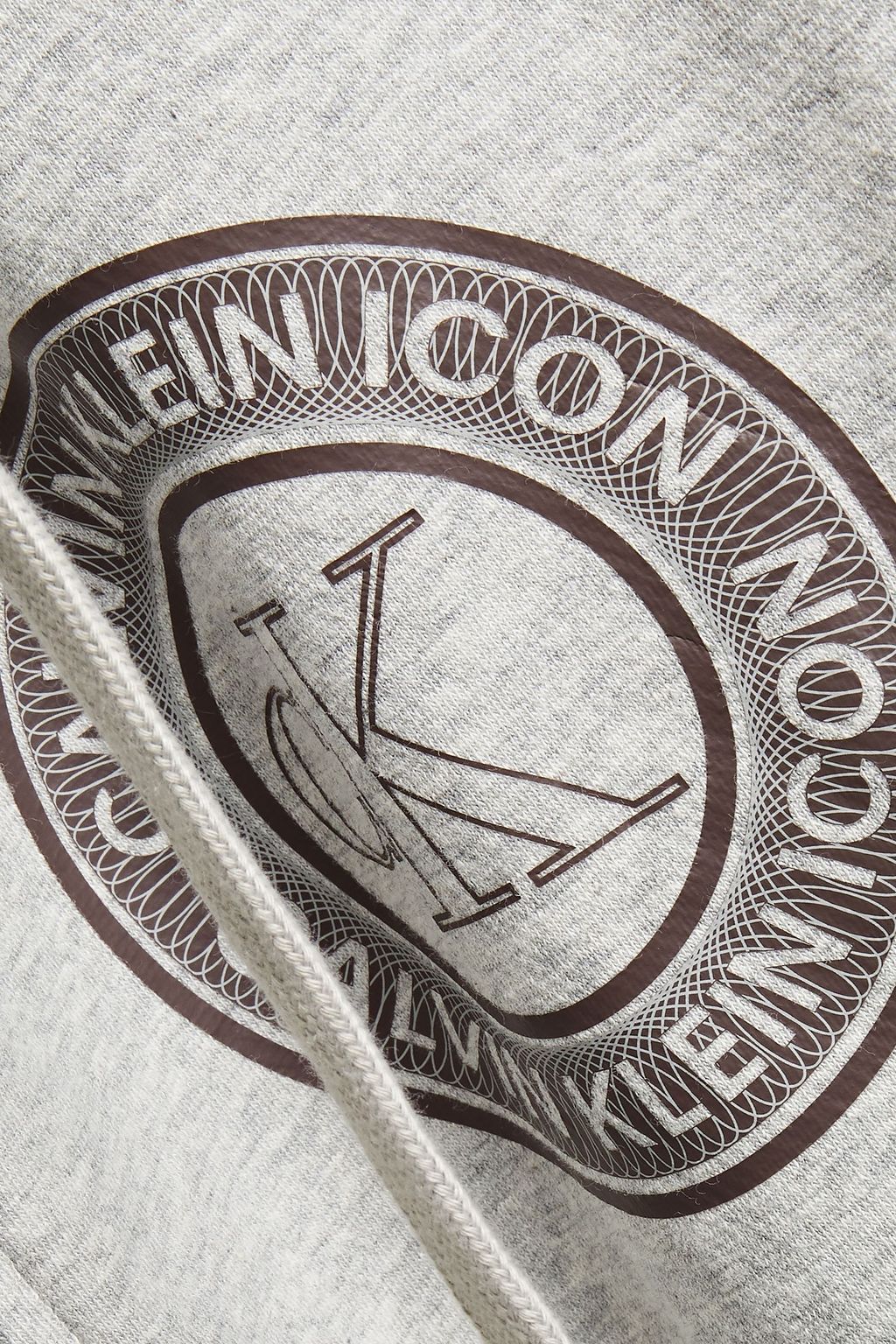 CALVIN KLEIN Printed mélange French cotton-blend terry hoodie