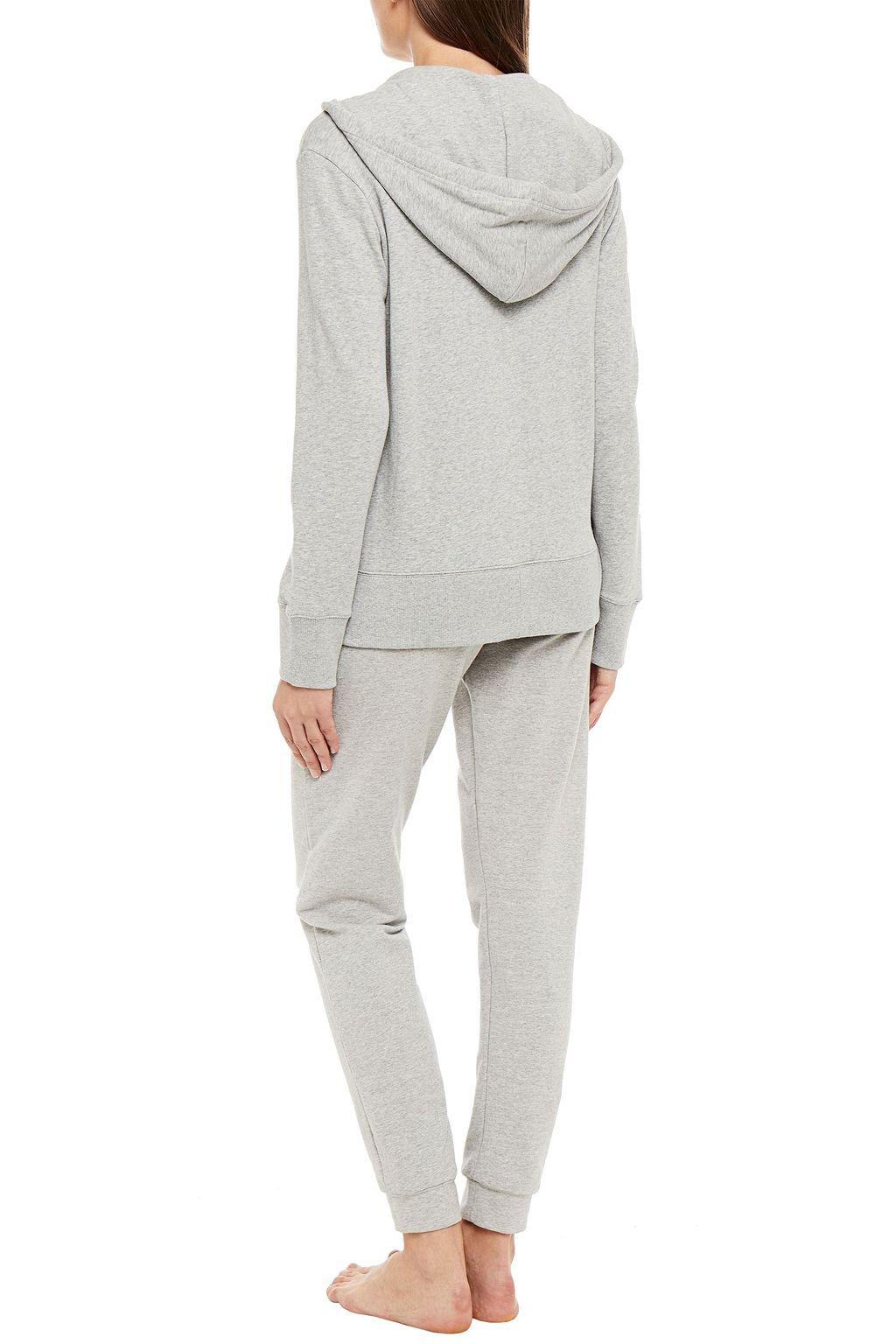 CALVIN KLEIN Printed mélange French cotton-blend terry hoodie