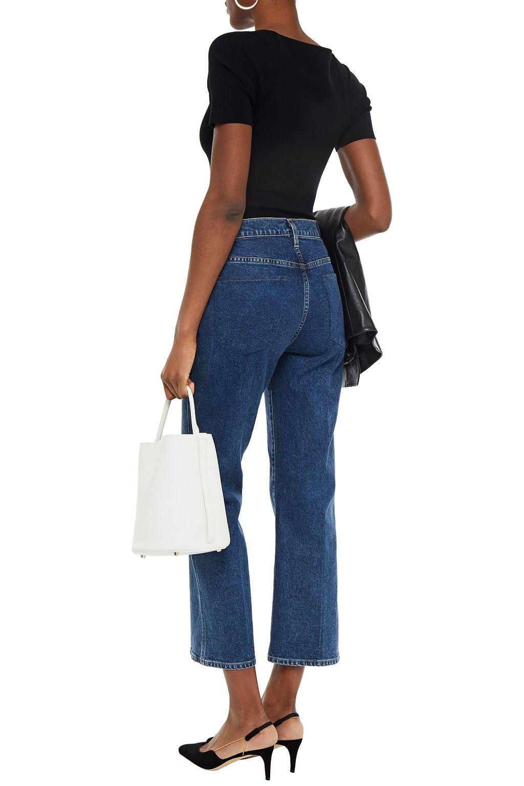 GOLDSIGN Cropped high-rise straight-leg jeans