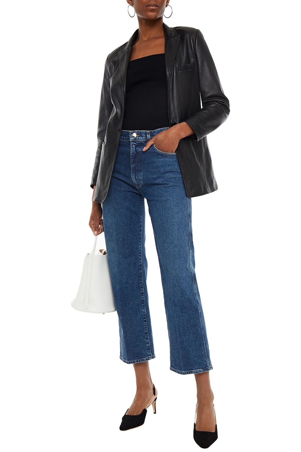 GOLDSIGN Cropped high-rise straight-leg jeans