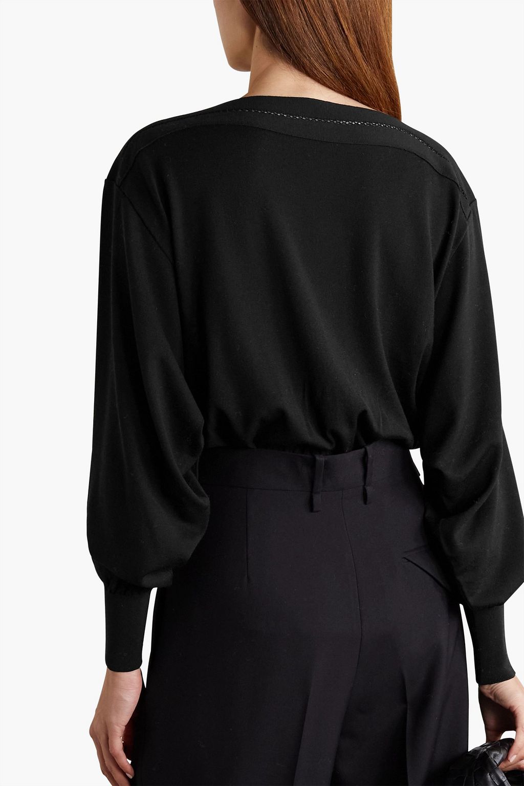 ALAÏA ウール混ジャージー ボディスーツ 透かし編みトリム