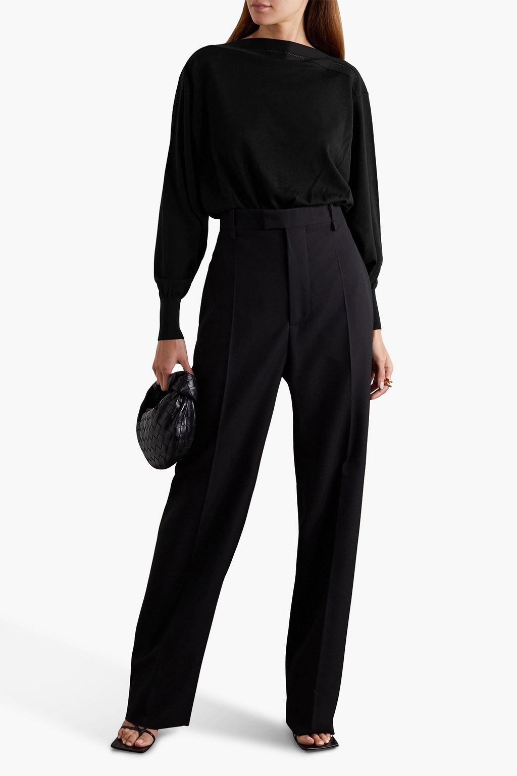 ALAÏA ウール混ジャージー ボディスーツ 透かし編みトリム