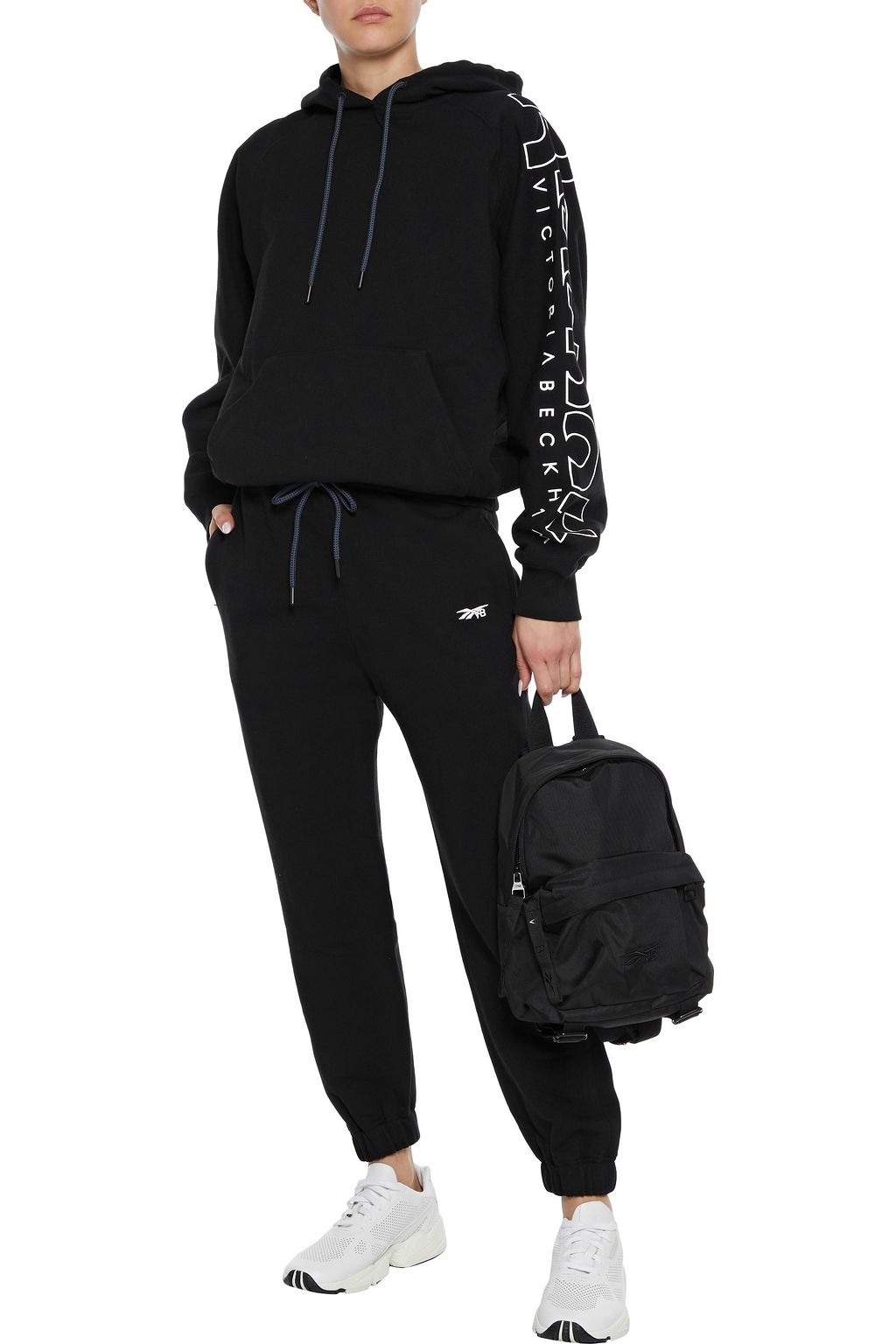 REEBOK X VICTORIA BECKHAM Printed French cotton-terry hoodie