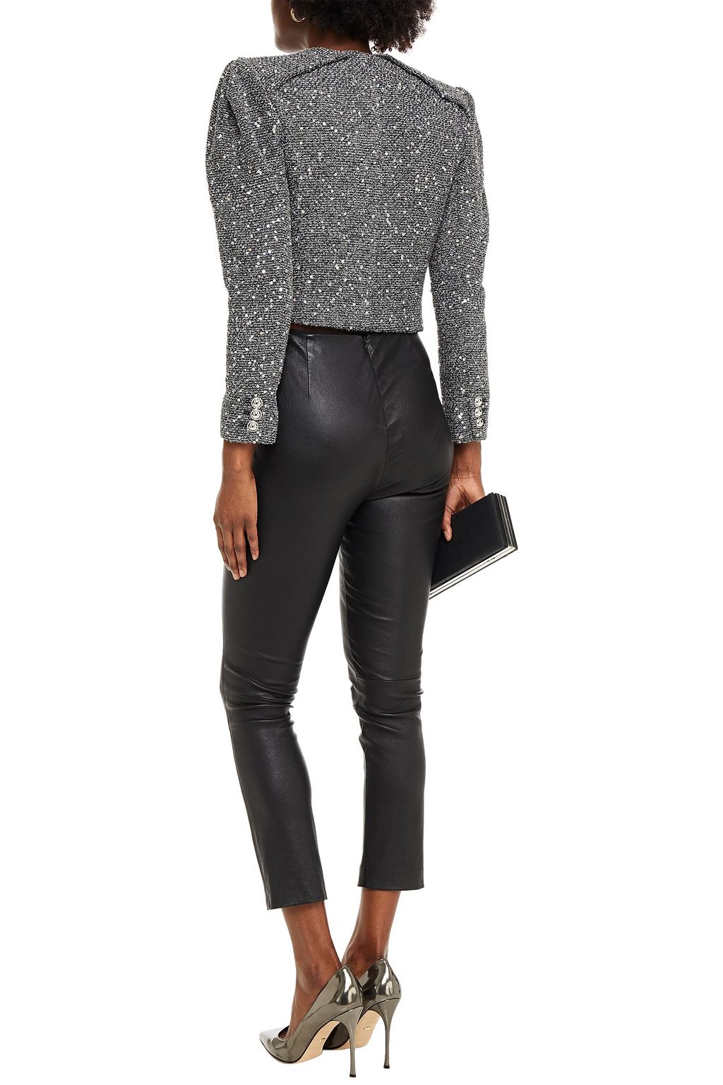 IRO Sorla cropped double-breasted sequined bouclé-tweed jacket