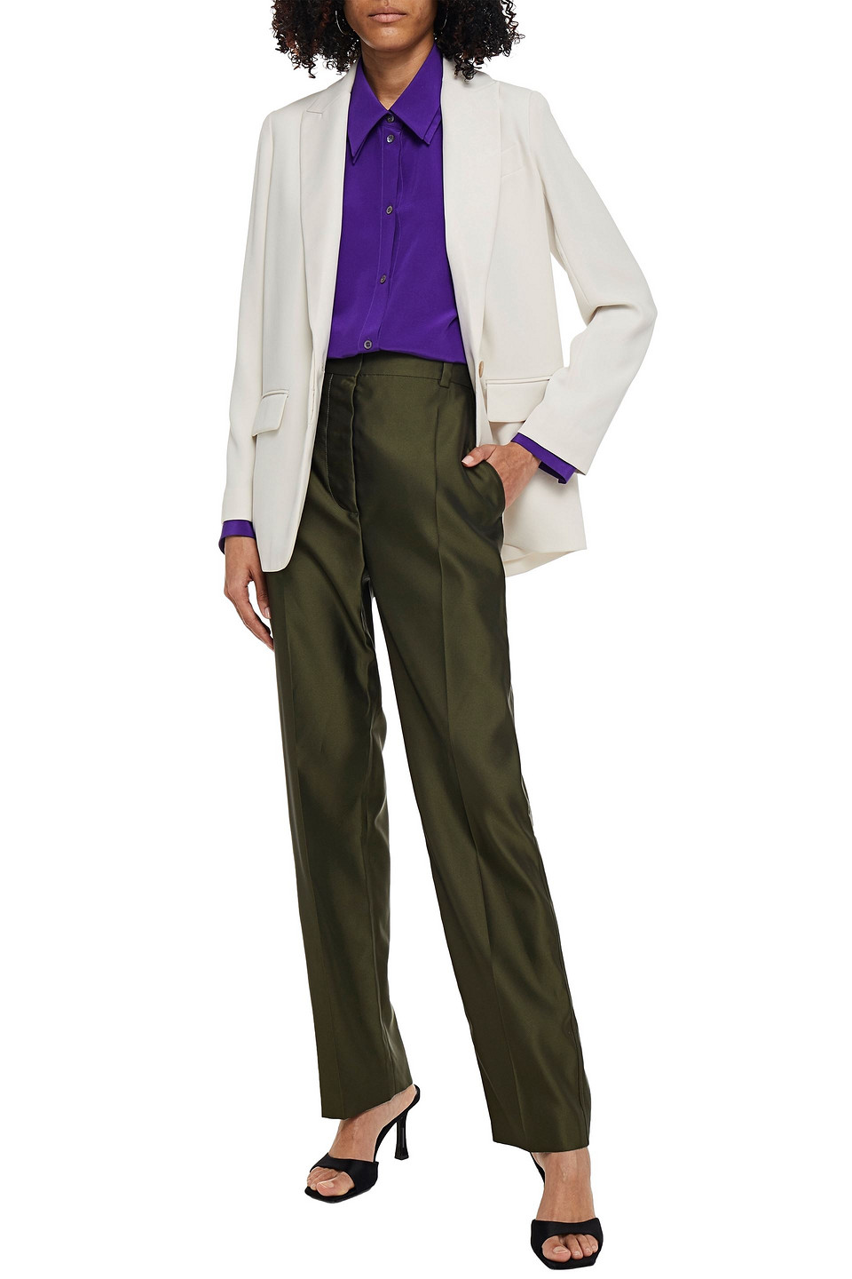 Marni Satin-twill Straight-leg Pants In Army Green