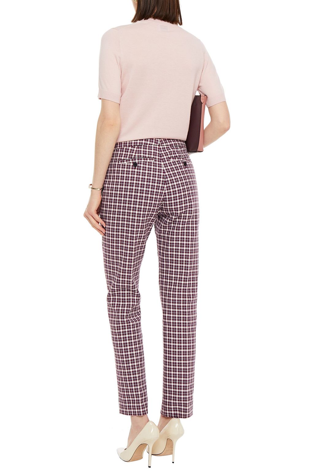 BURBERRY Checked cotton-blend slim-leg pants