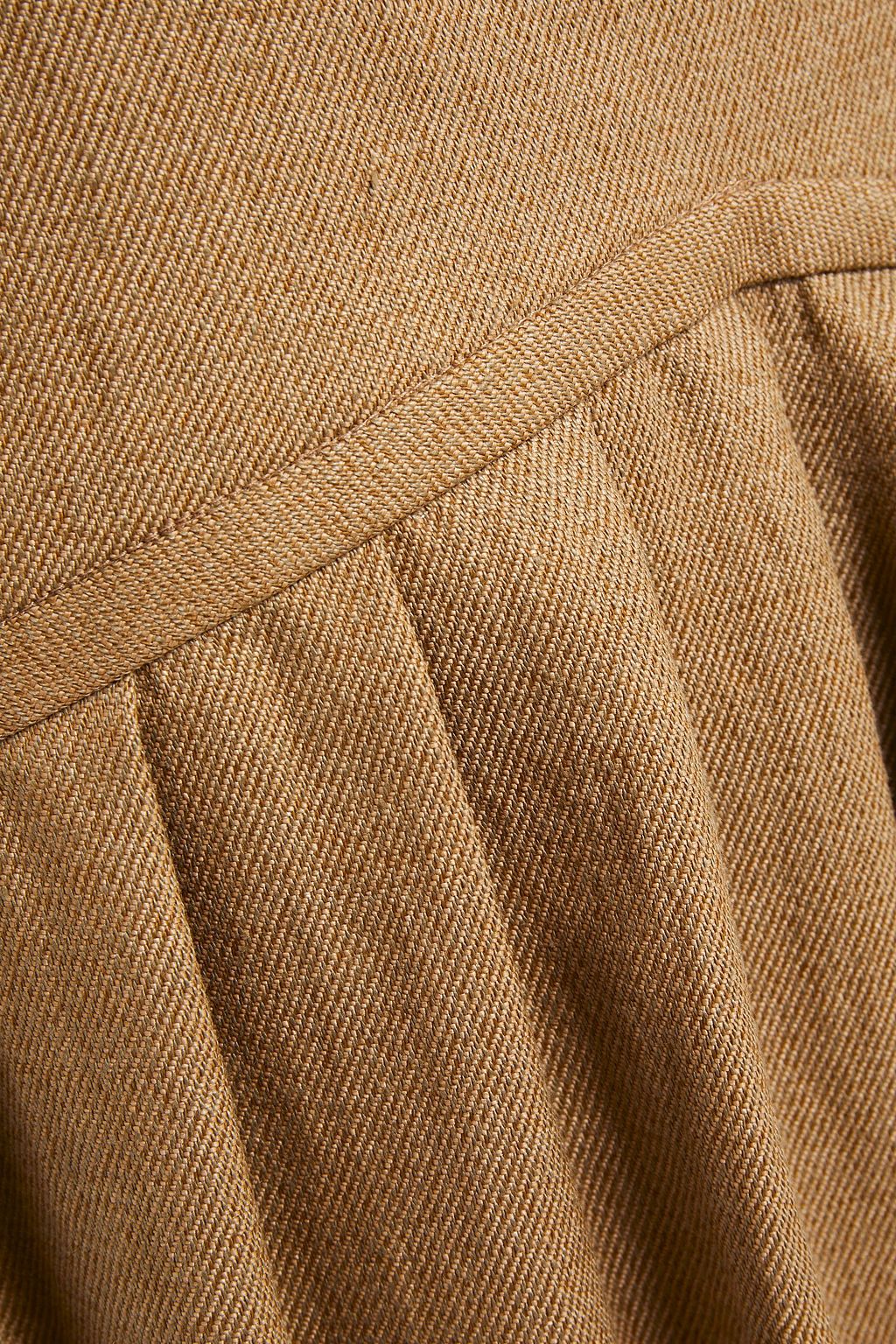 BURBERRY فستان قصير من التويل ومزيج الكتان مع ثنيات