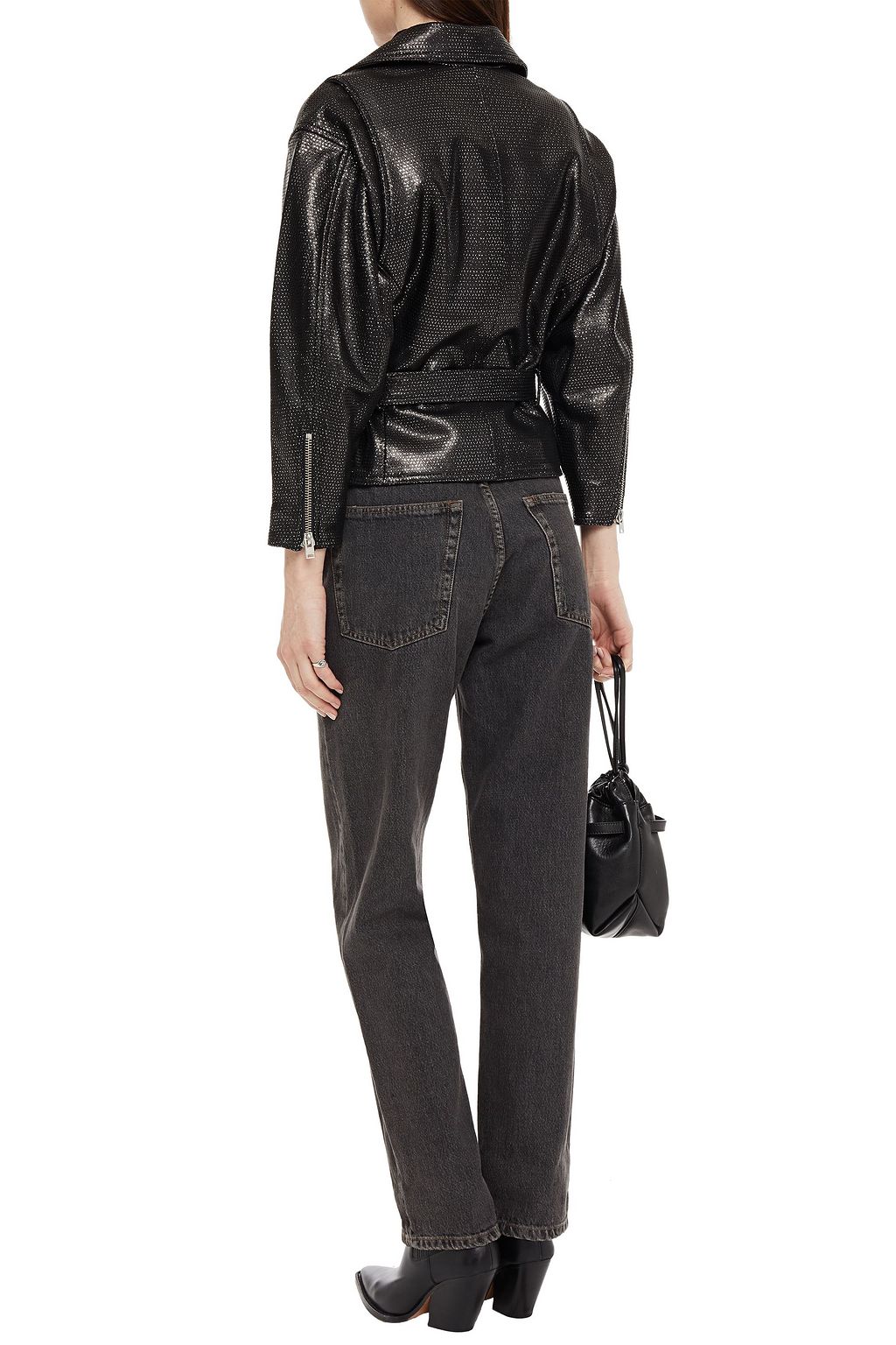 IRO Metallic laser-cut leather biker jacket
