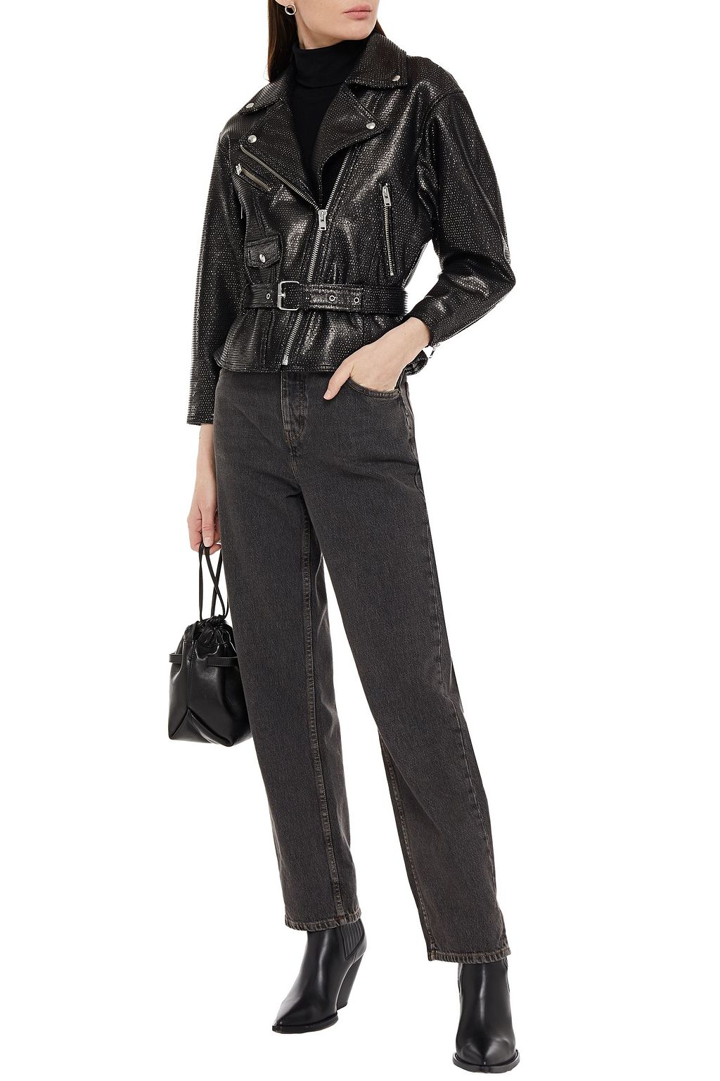 IRO Metallic laser-cut leather biker jacket | THE OUTNET