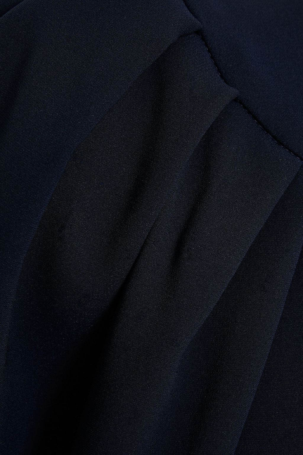 OSCAR DE LA RENTA Open-back pleated stretch-silk crepe blouse