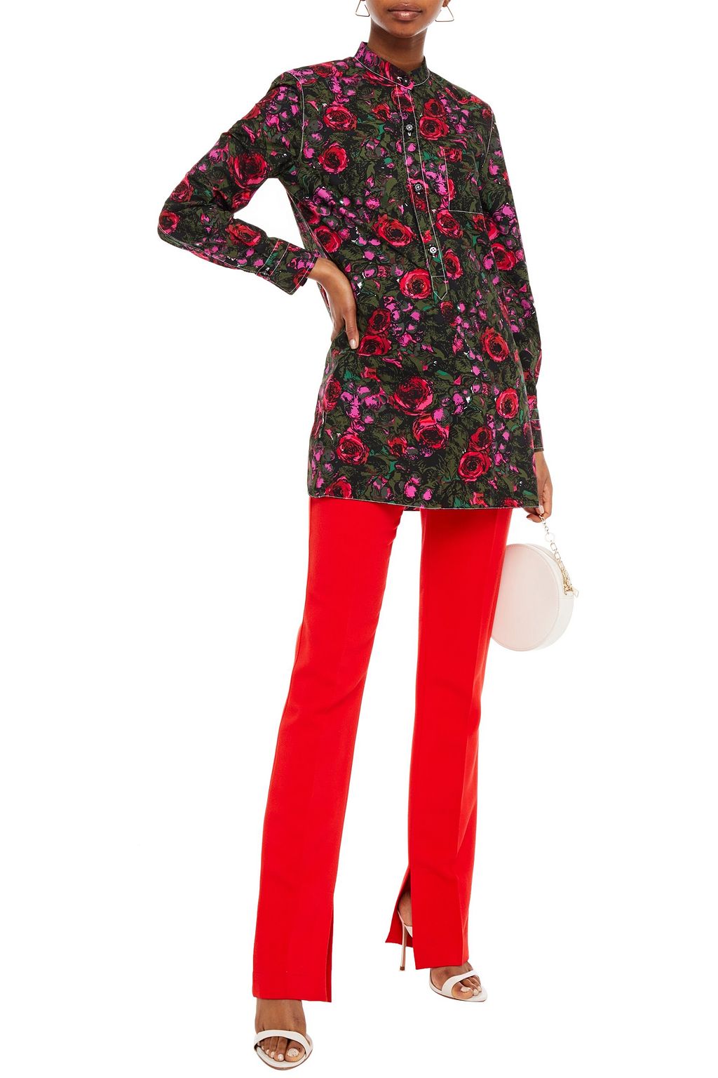 MARNI Floral-print cotton-poplin top