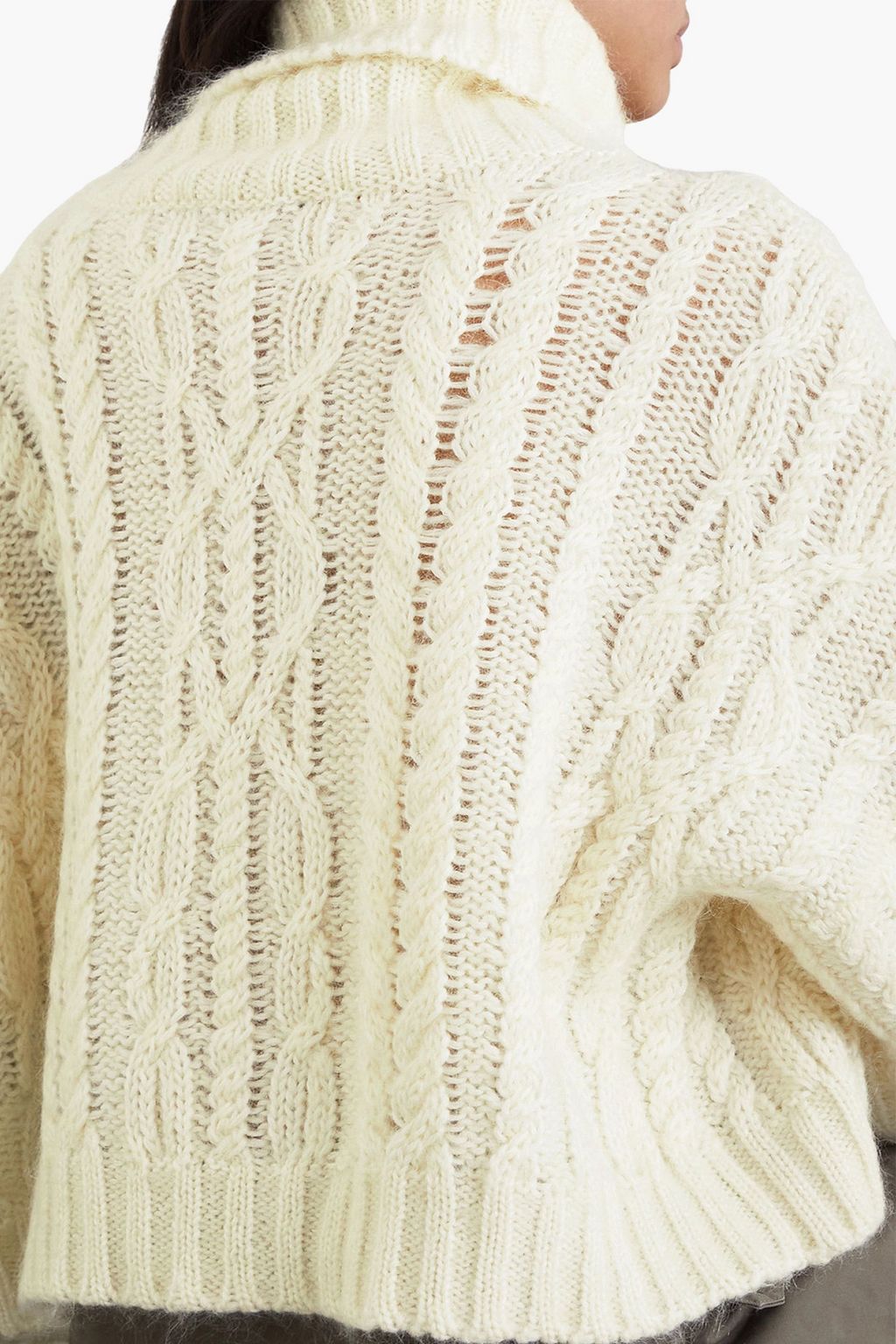 BALMAIN Cropped cable-knit turtleneck sweater