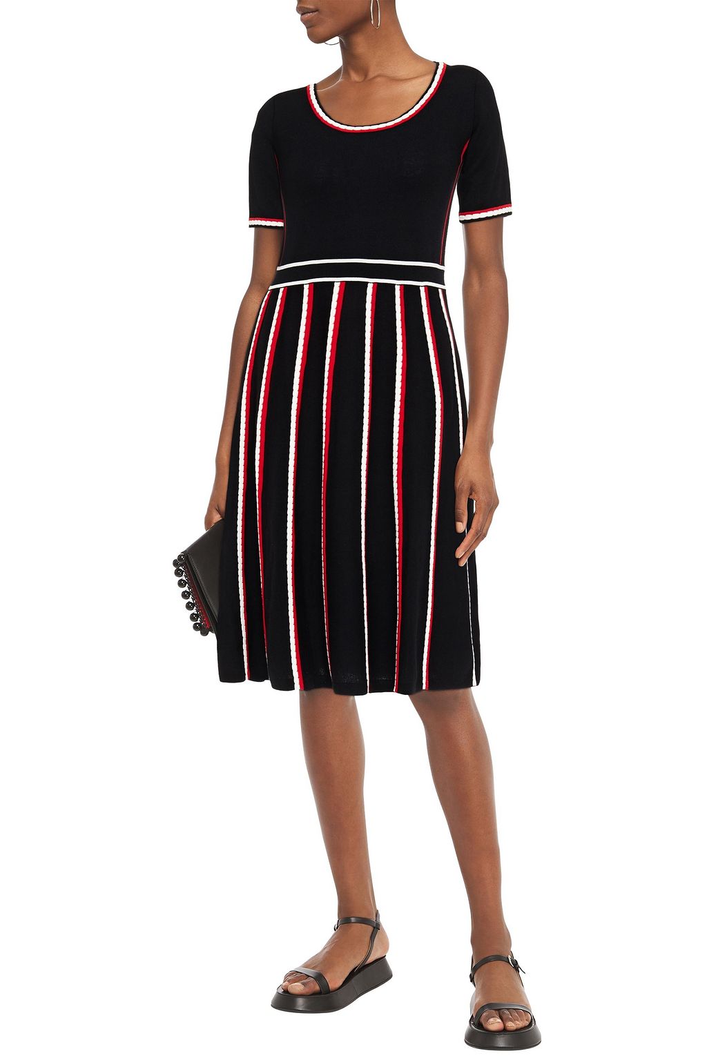 CLAUDIE PIERLOT Striped intarsia wool and cotton-blend dress