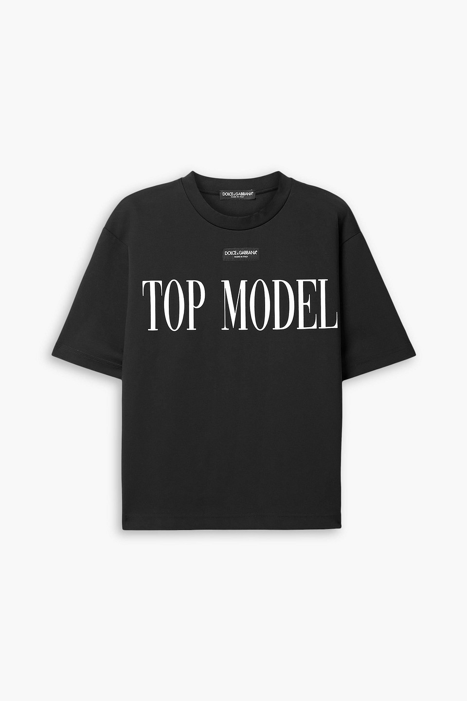Dolce & Gabbana Appliquéd Printed Cotton-blend Jersey T-shirt In Black