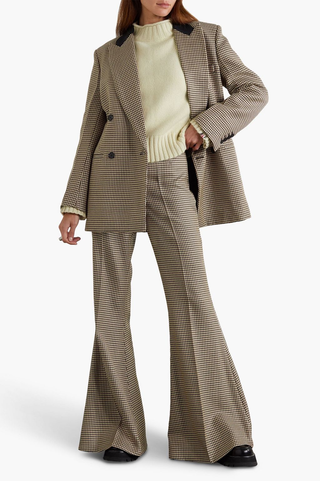 STELLA MCCARTNEY Mona houndstooth wool-tweed flared pants