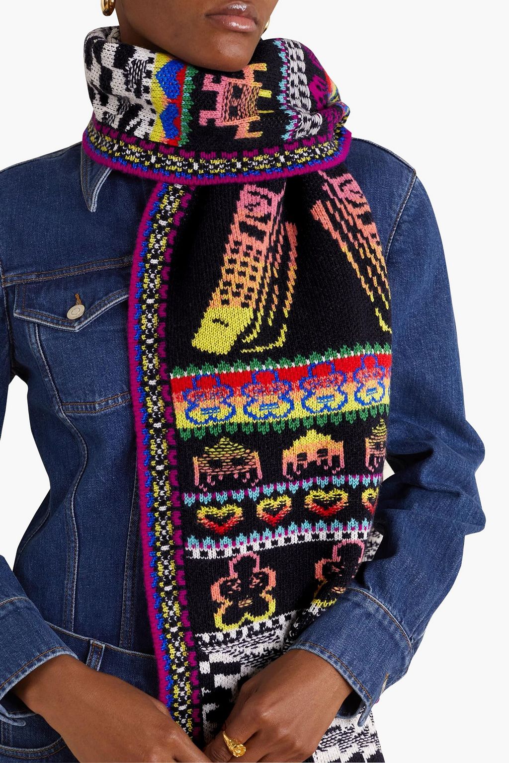 STELLA MCCARTNEY Keep In Touch intarsia wool-blend scarf