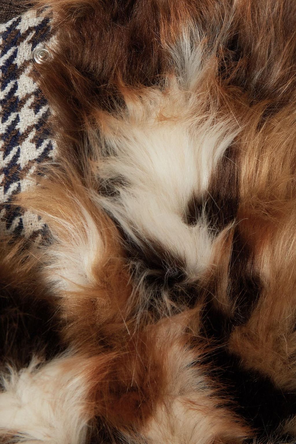STELLA MCCARTNEY フェイクファー&ハウンドトゥースウール ジャケット
