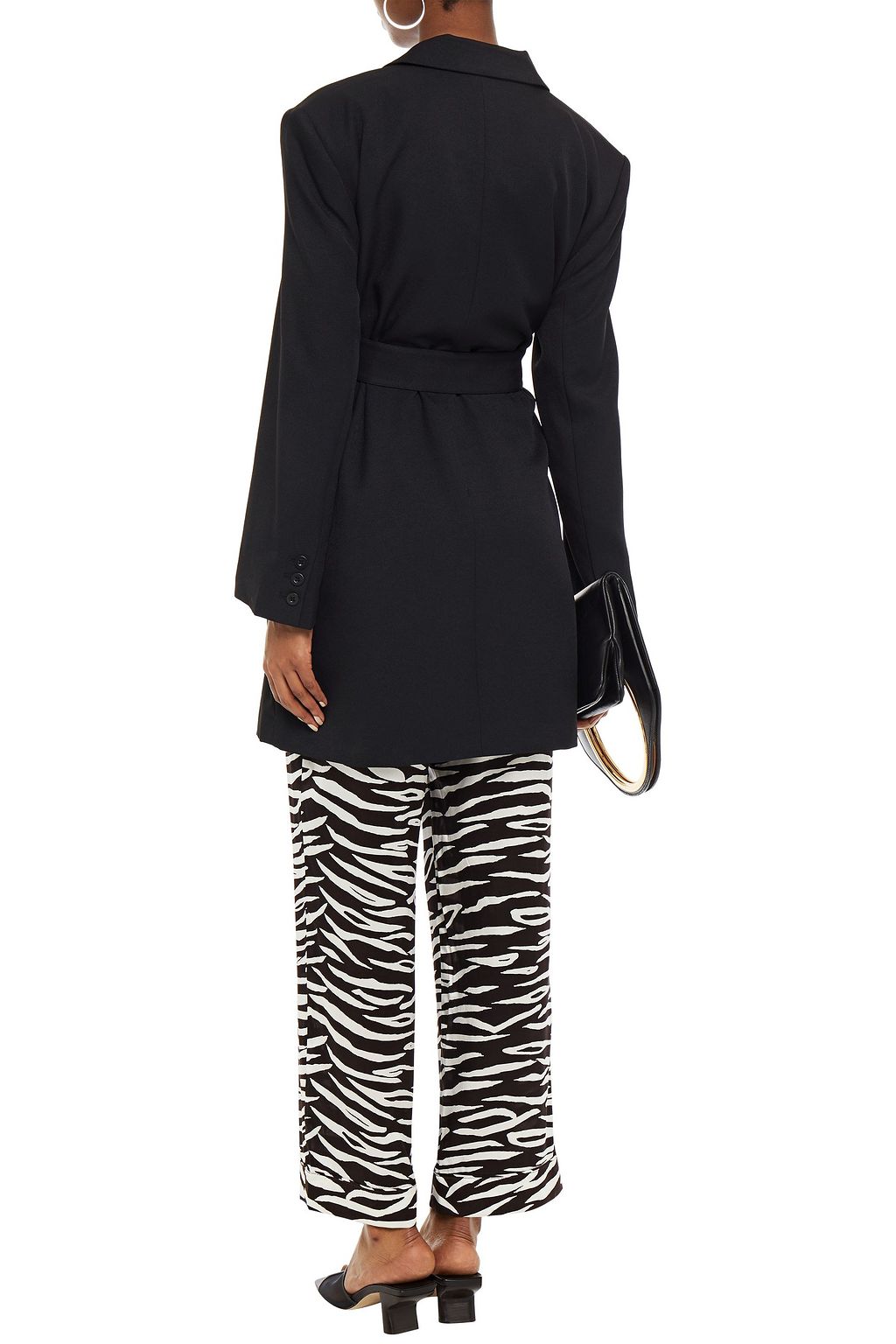 GESTUZ Belted floral-print twill blazer