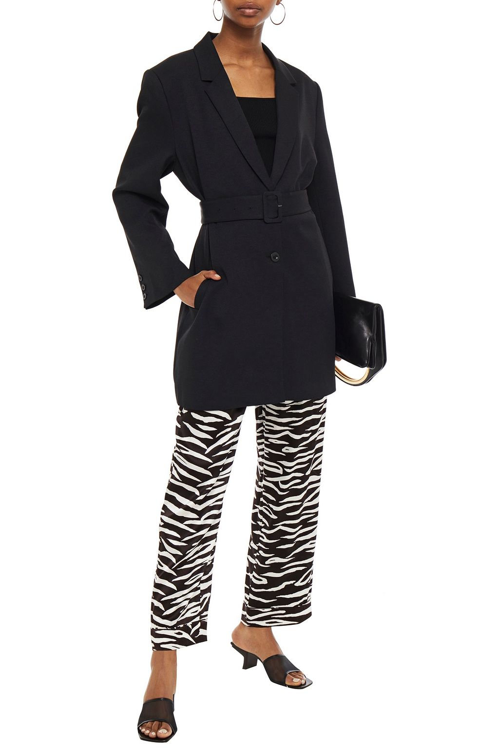 GESTUZ Belted floral-print twill blazer