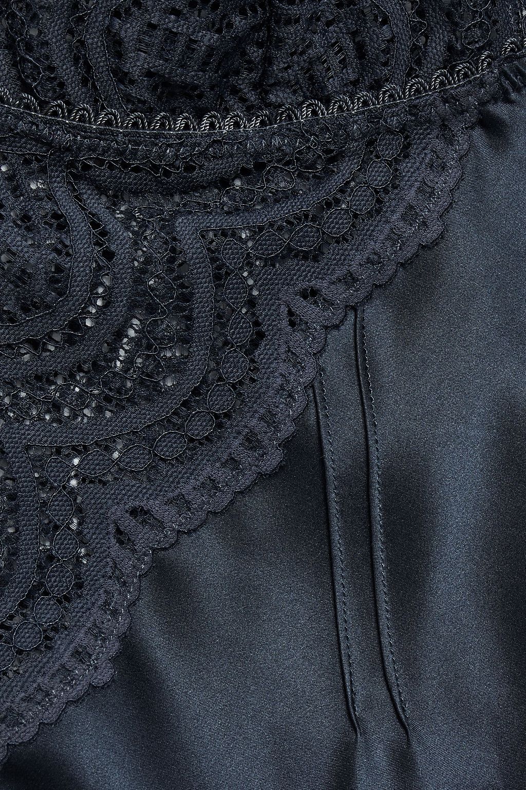 GINIA Lace-paneled silk-satin chemise