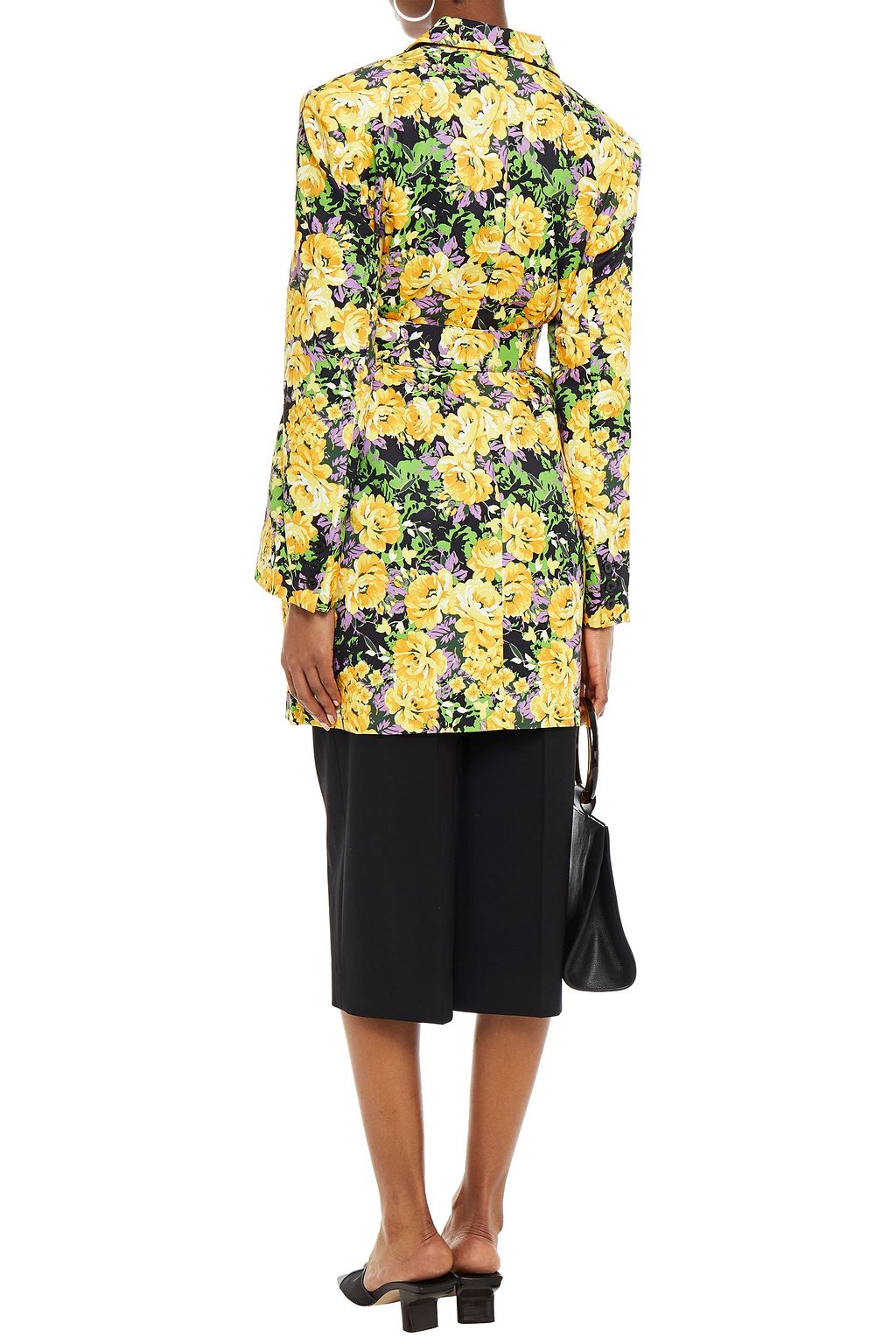 GESTUZ Belted floral-print twill blazer