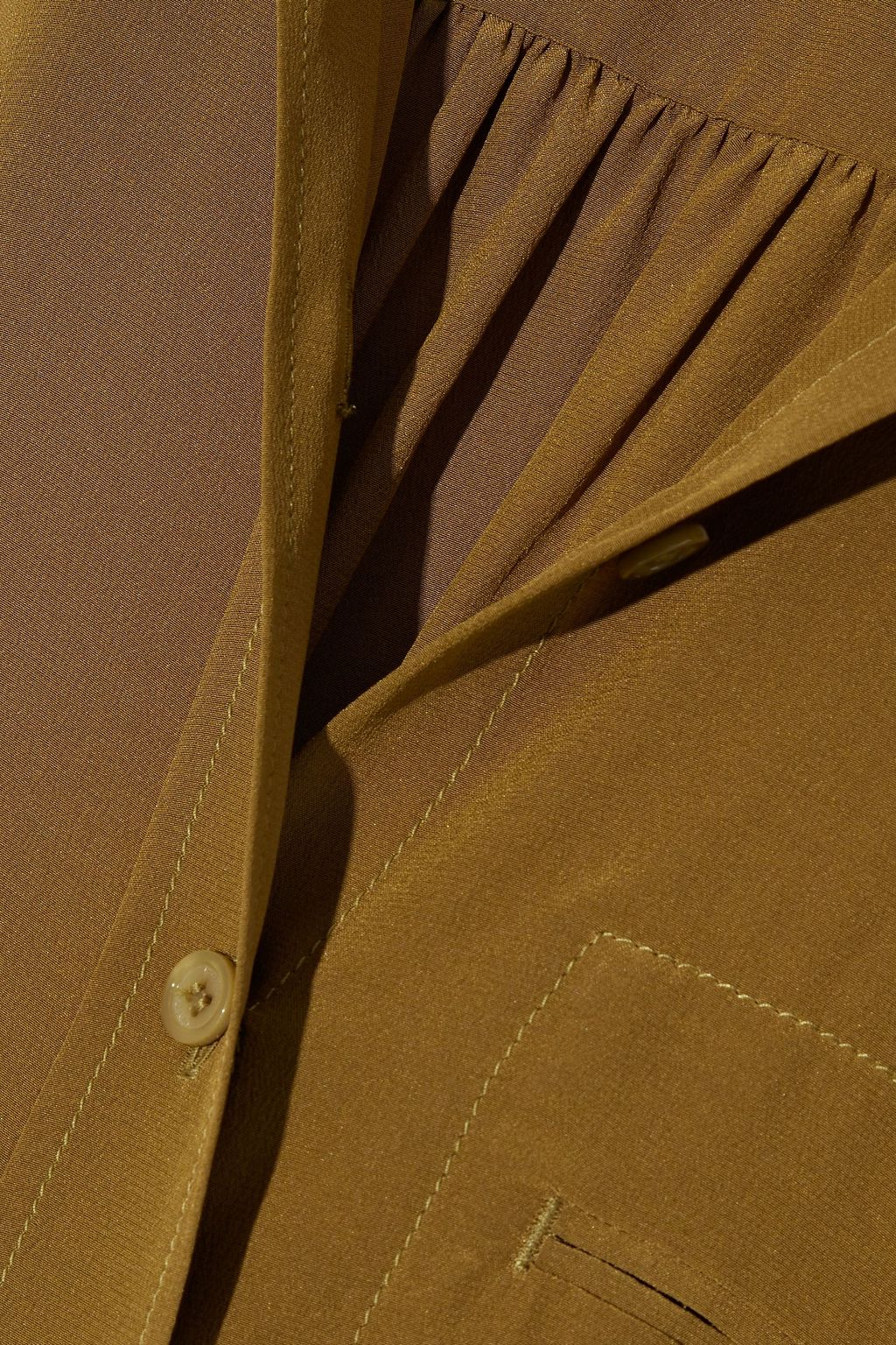 CHLOÉ Tie-detailed pleated silk crepe de chine mini shirt dress