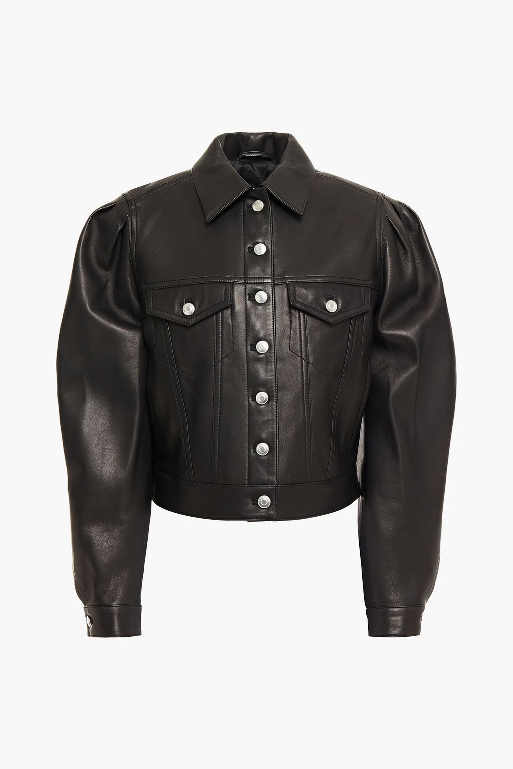 Black Aressa gathered leather jacket | IRO | THE OUTNET