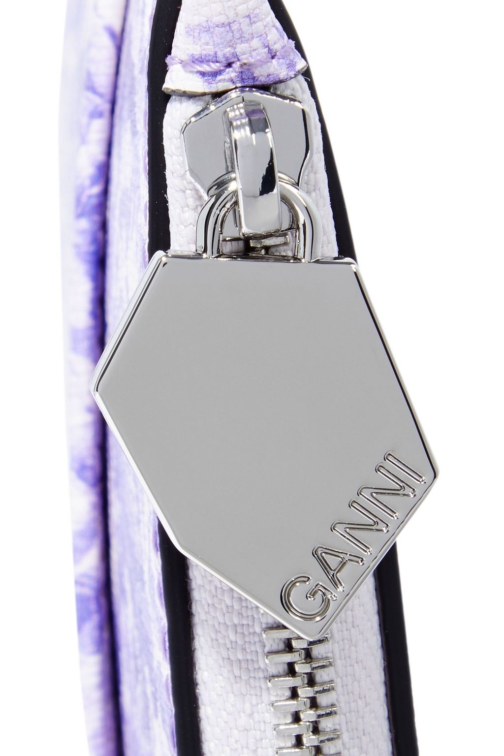 GANNI Floral-print textured-leather pouch