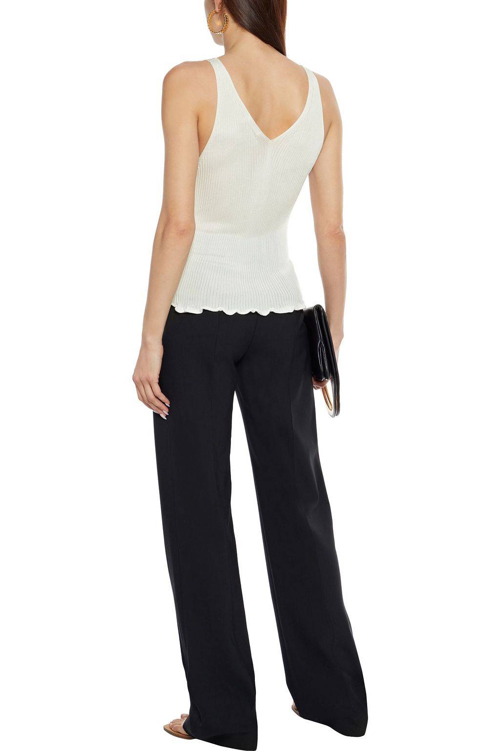 CHLOÉ Ruffle-trimmed ribbed jersey tank