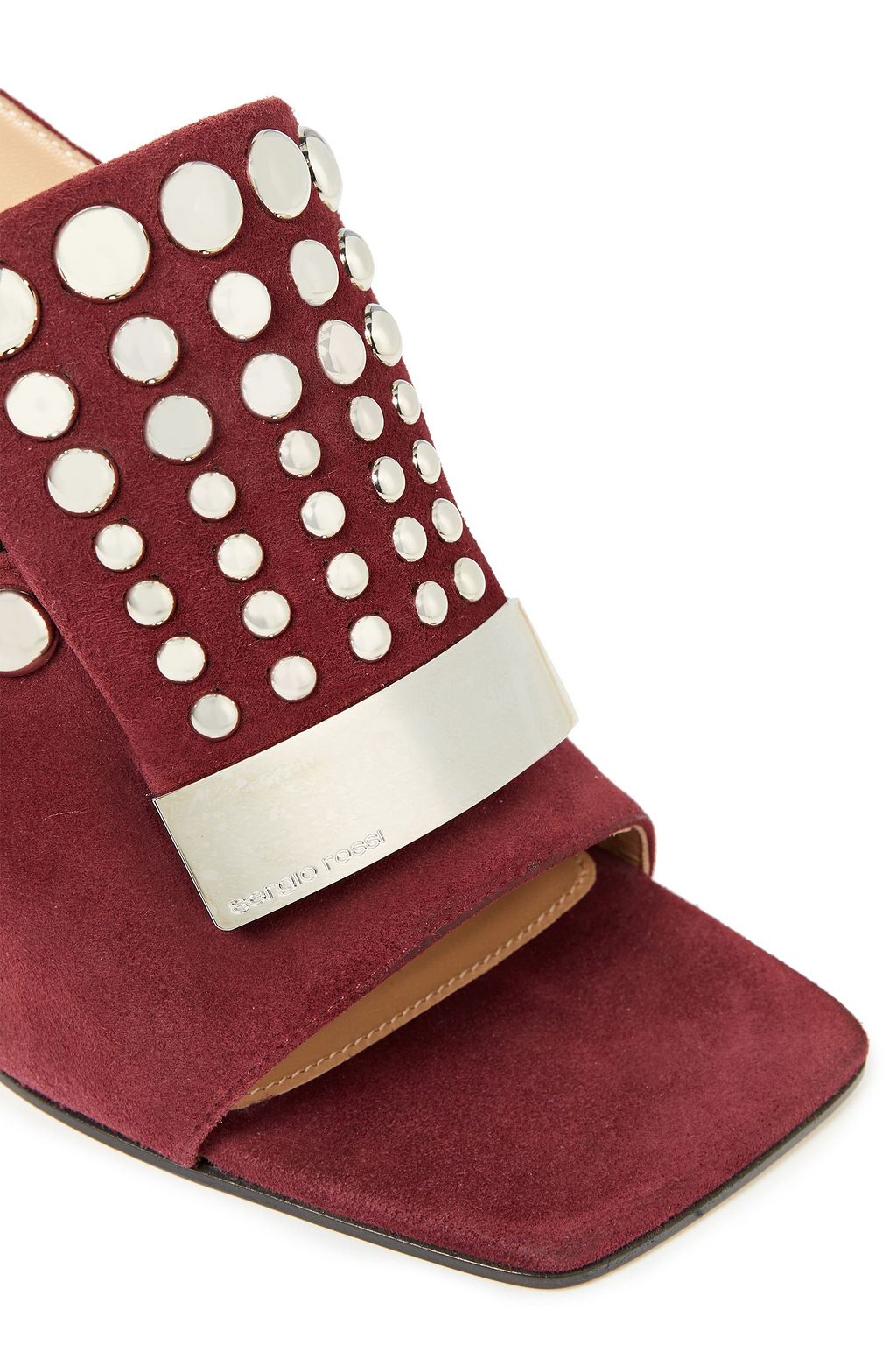 SERGIO ROSSI Studded suede mules