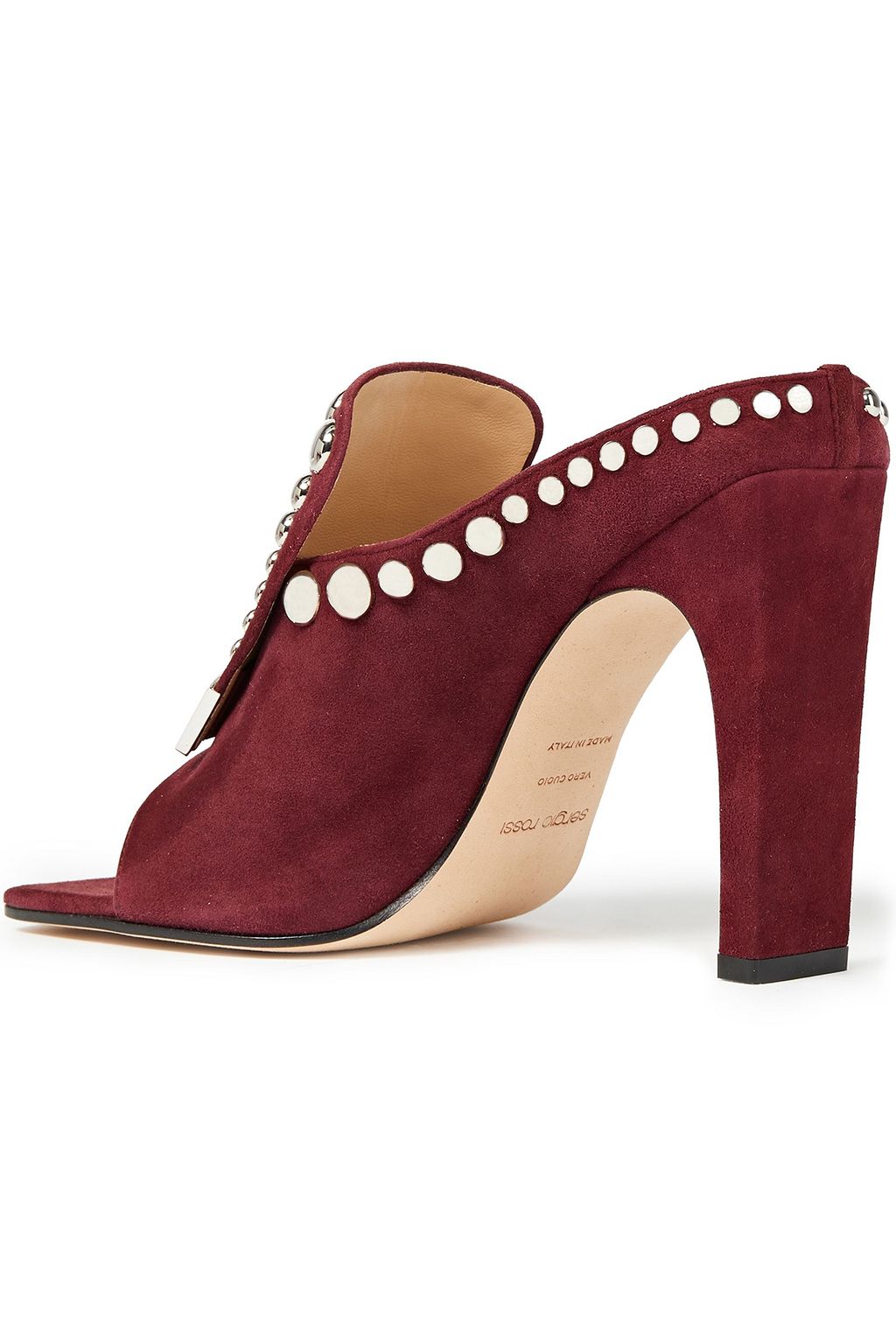 SERGIO ROSSI Studded suede mules