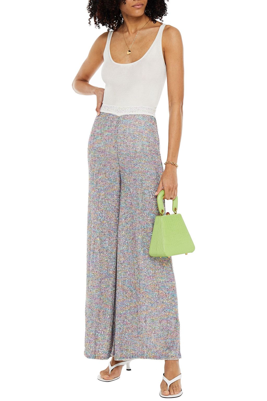 MISSONI Sequined crochet-knit wide-leg pants