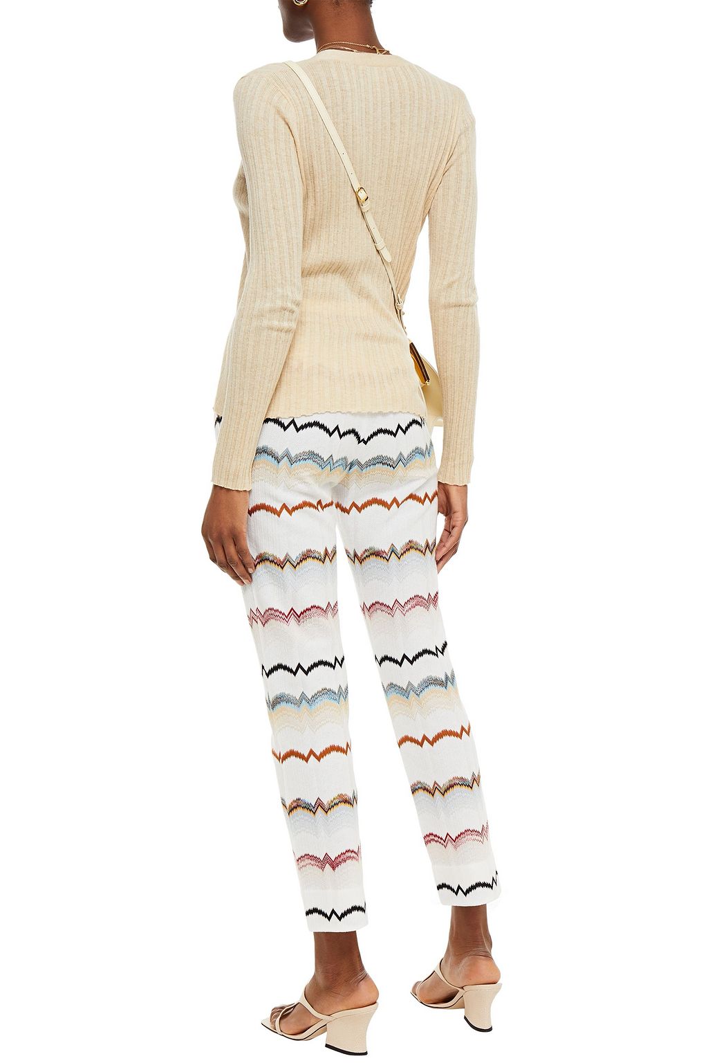 MISSONI Striped crochet-knit cotton-blend tapered pants