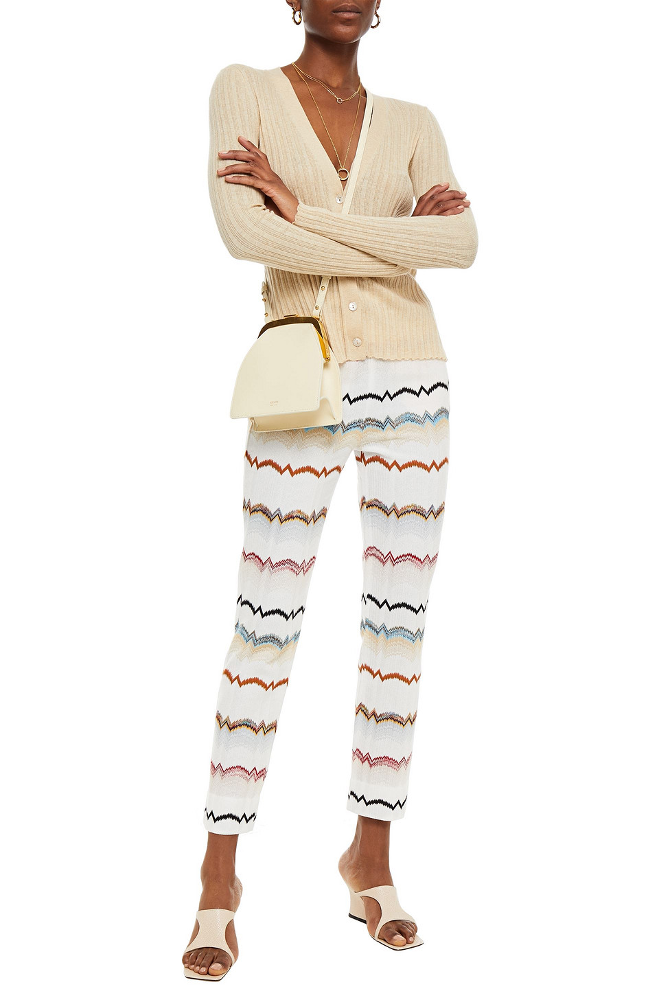 Missoni Crochet-knit Cotton-blend Tapered Pants In White