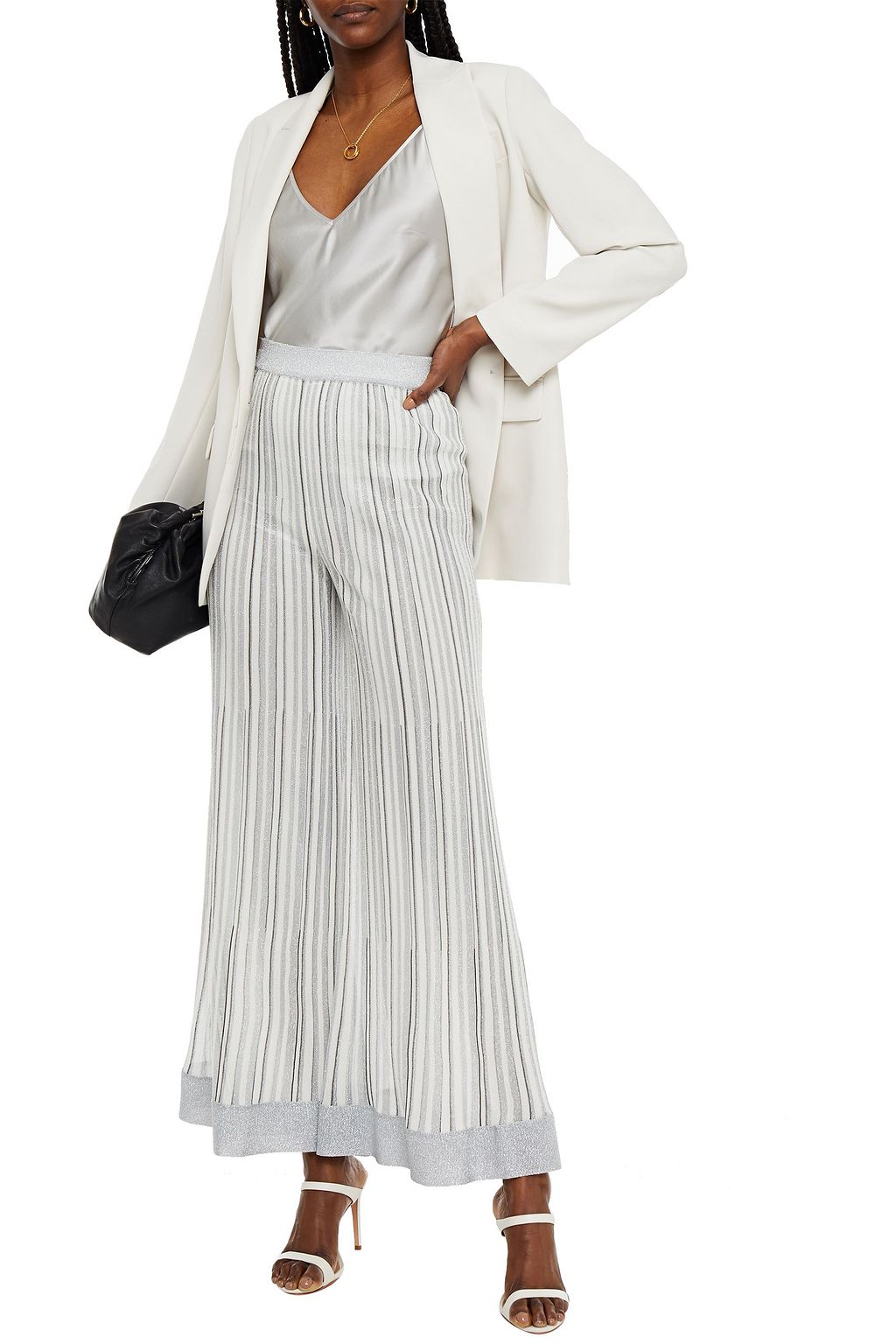 MISSONI Striped metallic crochet-knit wide-leg pants