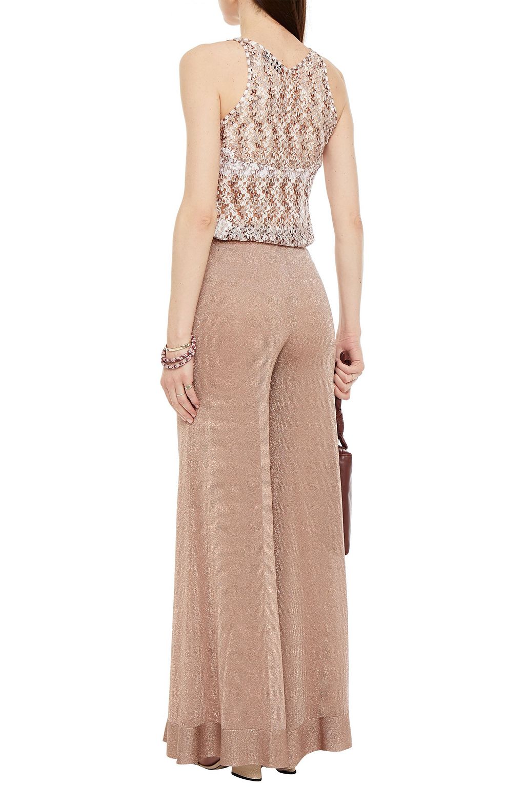 MISSONI Metallic crochet-knit wide-leg pants