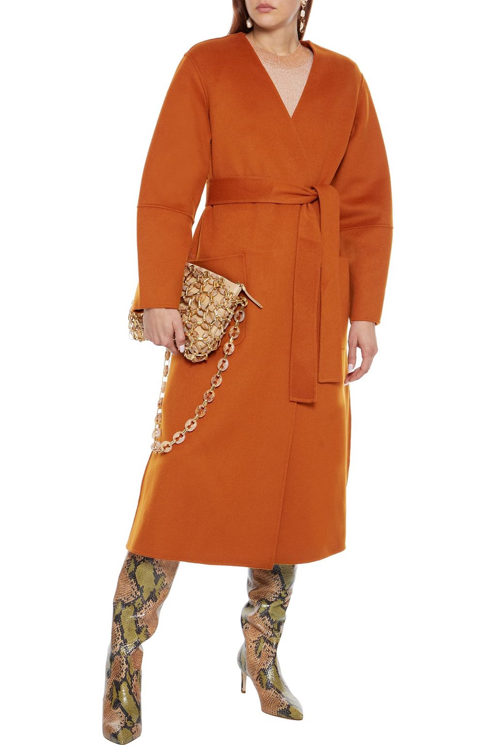 ULLA JOHNSON Gwyneth double-breasted belted wool-felt coat