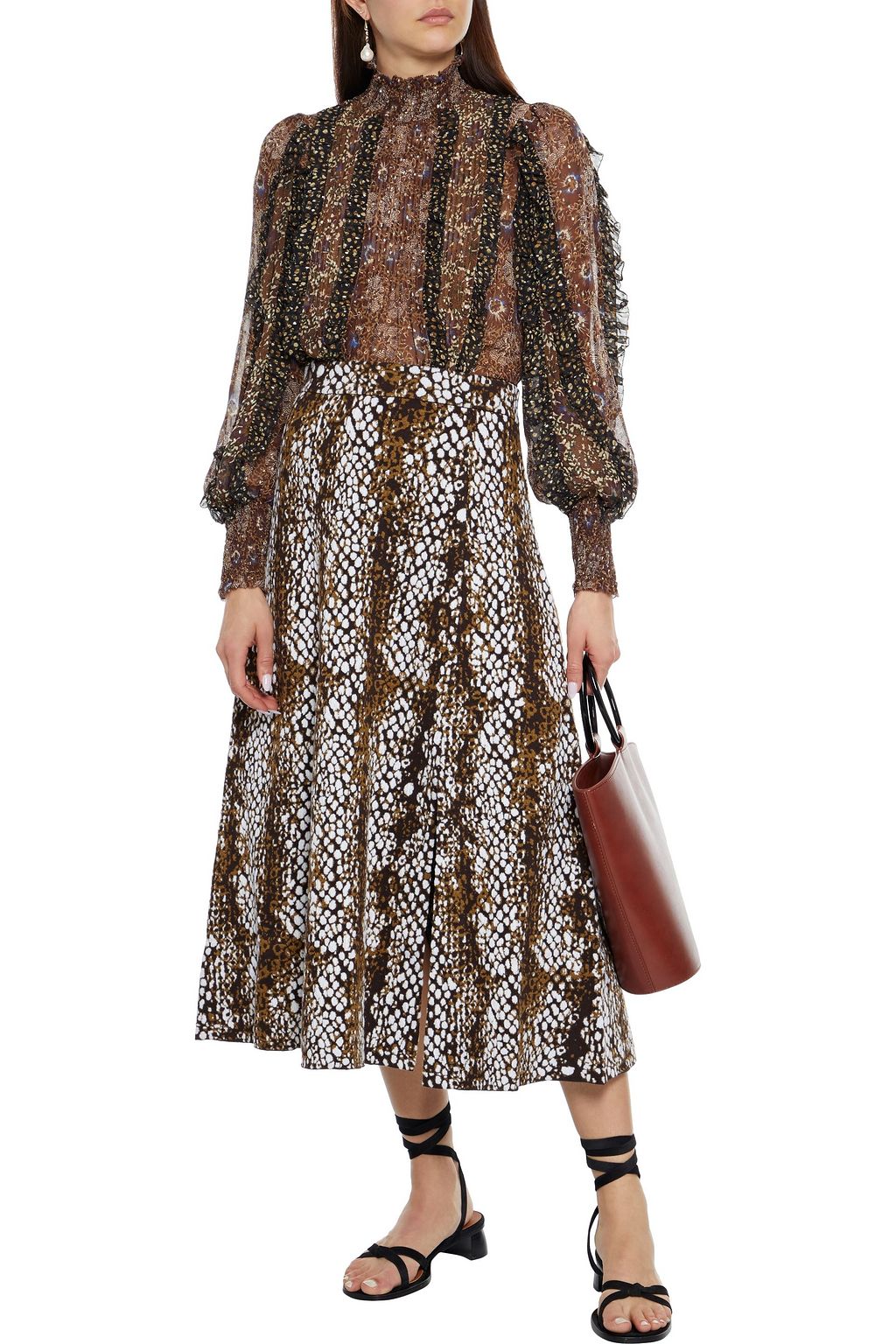 ULLA JOHNSON Nina jacquard-knit wool midi skirt