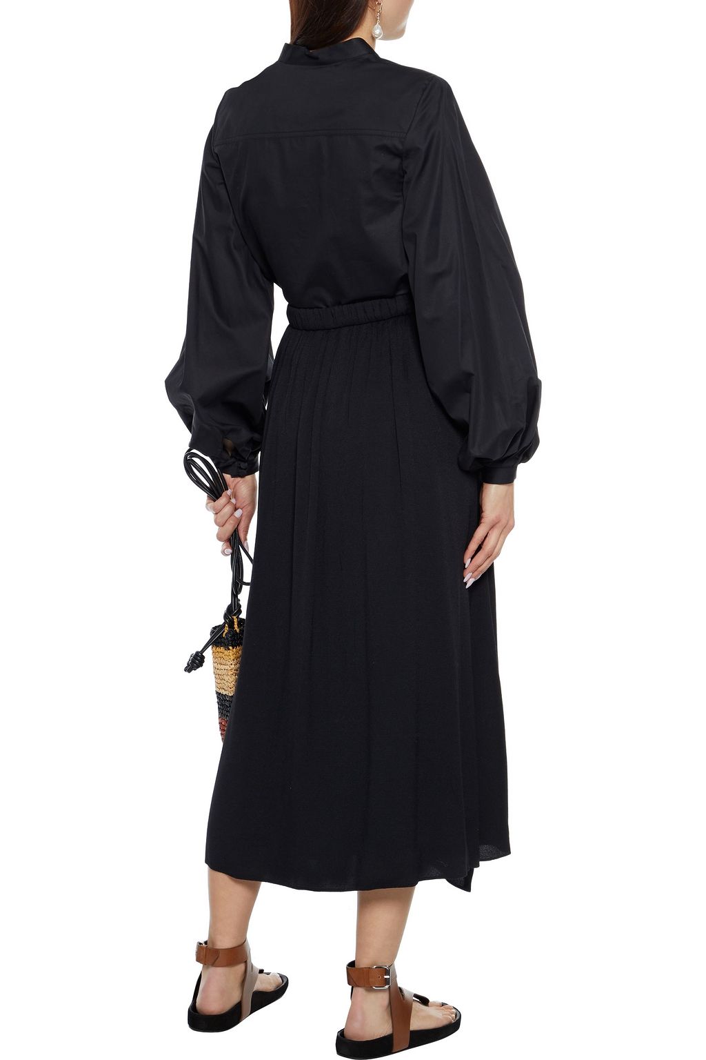 ULLA JOHNSON Sofia asymmetric ruffled crepe midi skirt
