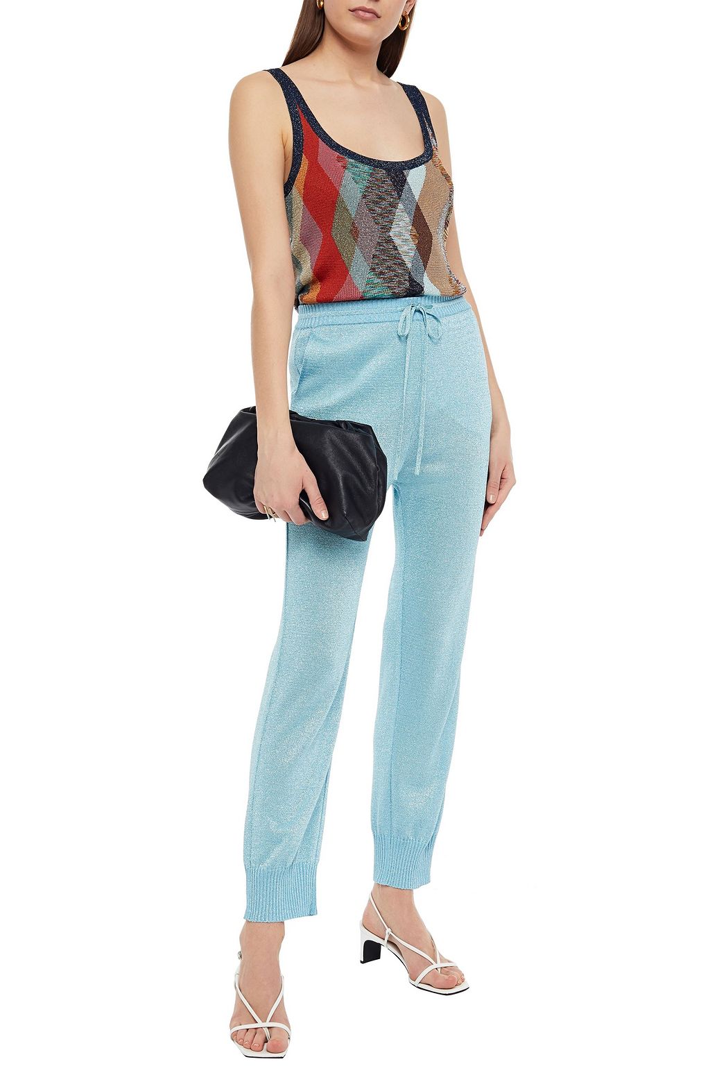 MISSONI Metallic crochet-knit tapered pants
