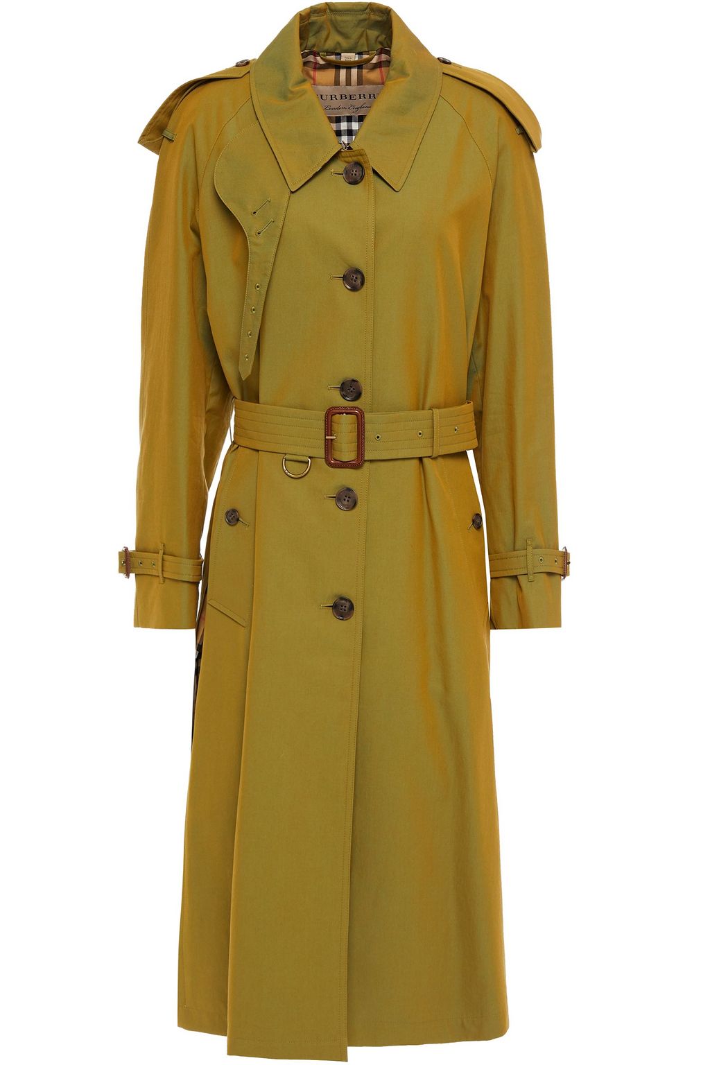 BURBERRY Belted iridescent cotton-gabardine trench coat | THE OUTNET