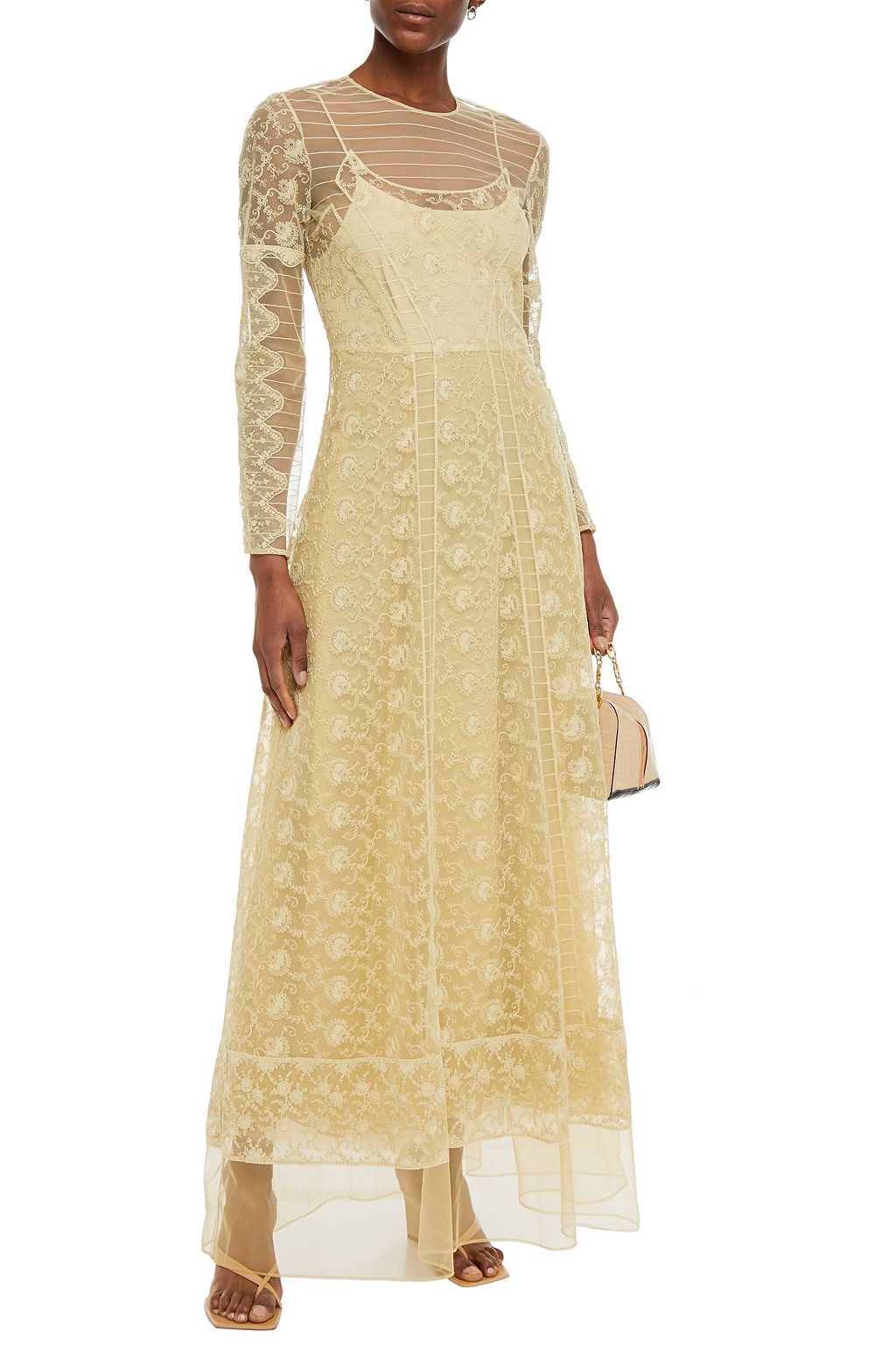 BURBERRY Embroidered tulle maxi dress THE