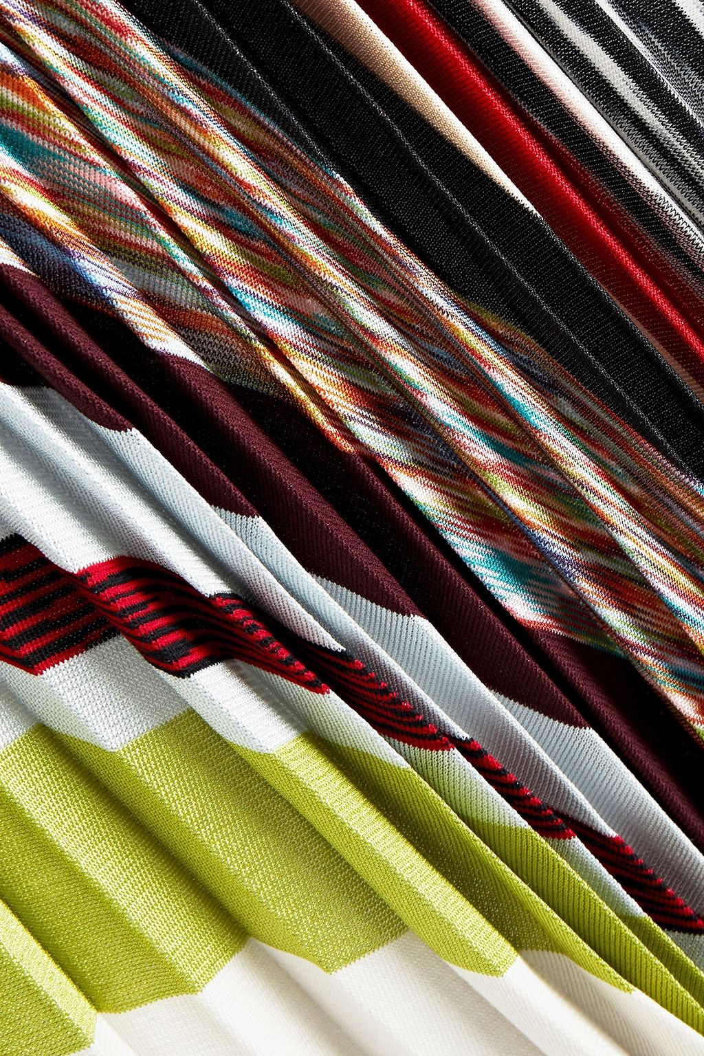 MISSONI Pleated striped crochet-knit skirt