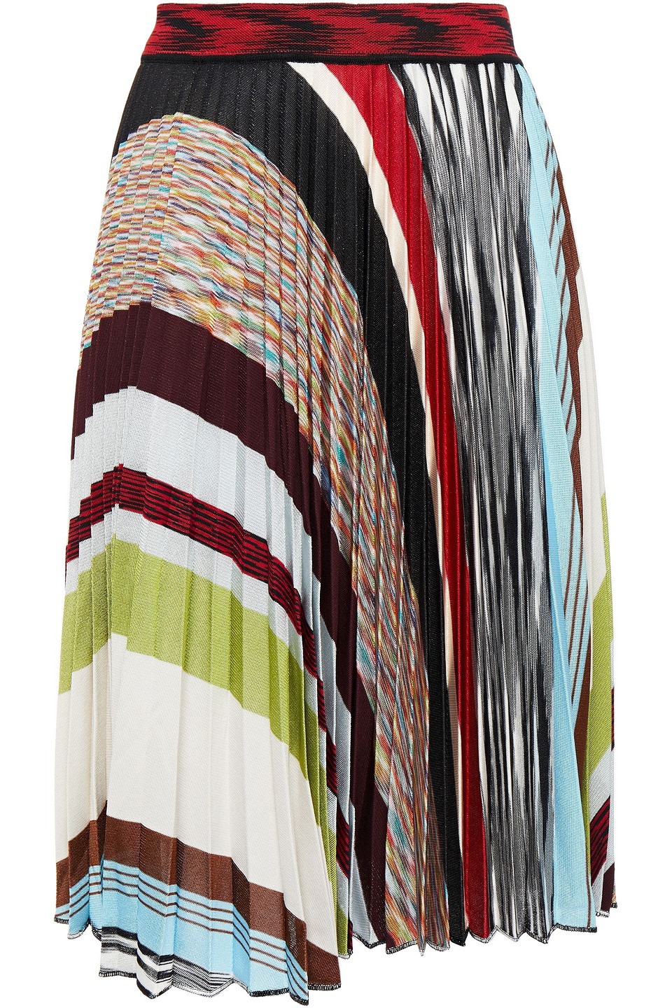 Missoni Woman Pleated Striped Crochet-knit Skirt Red Size 38