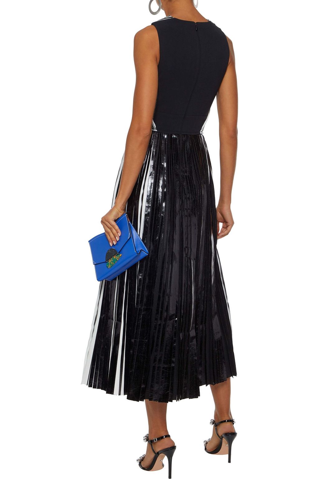 PROENZA SCHOULER Cutout cady-paneled pleated coated cloqué midi dress